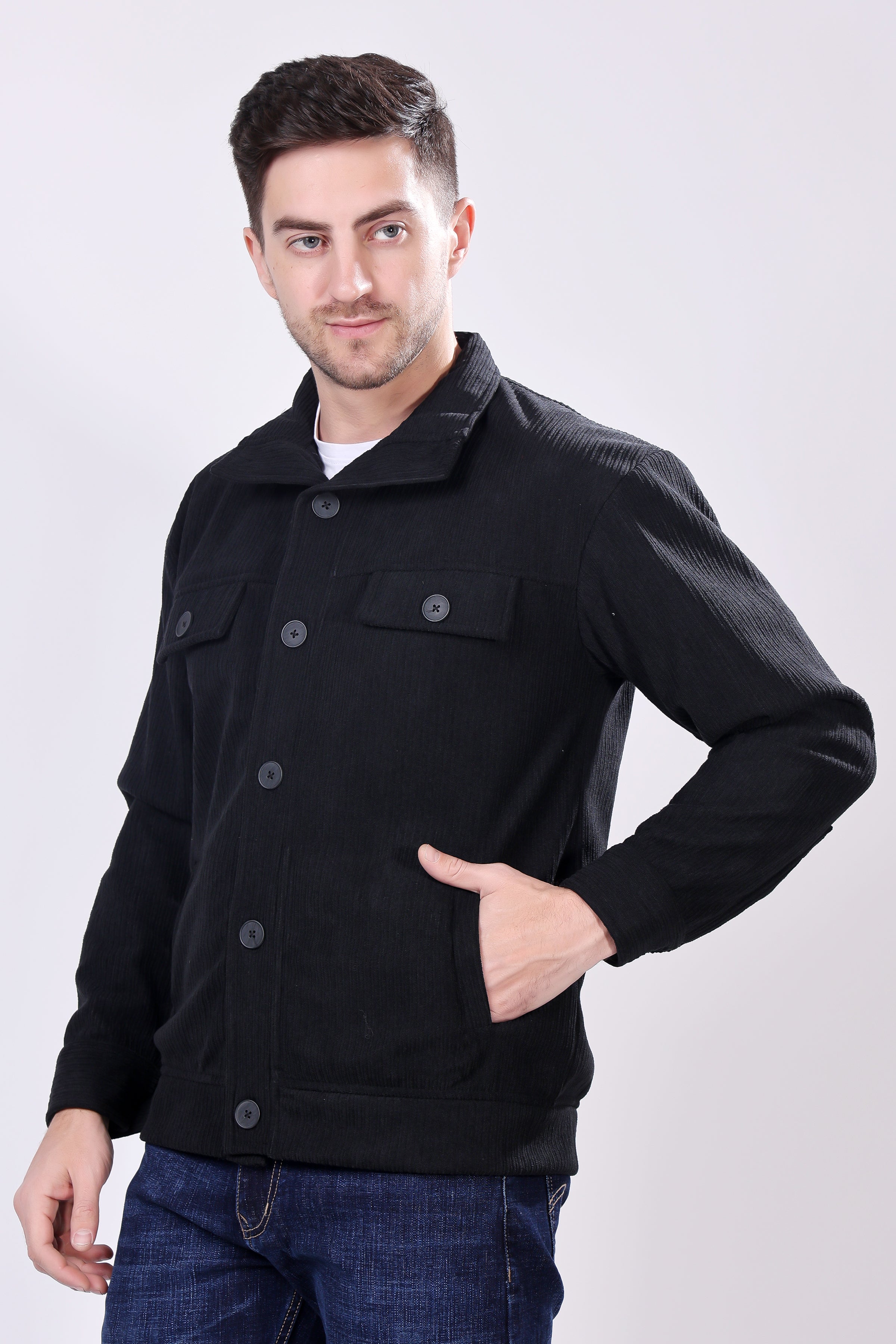 STYLOX Men's Solid Fullsleeve Fleece Shacket - Stylox