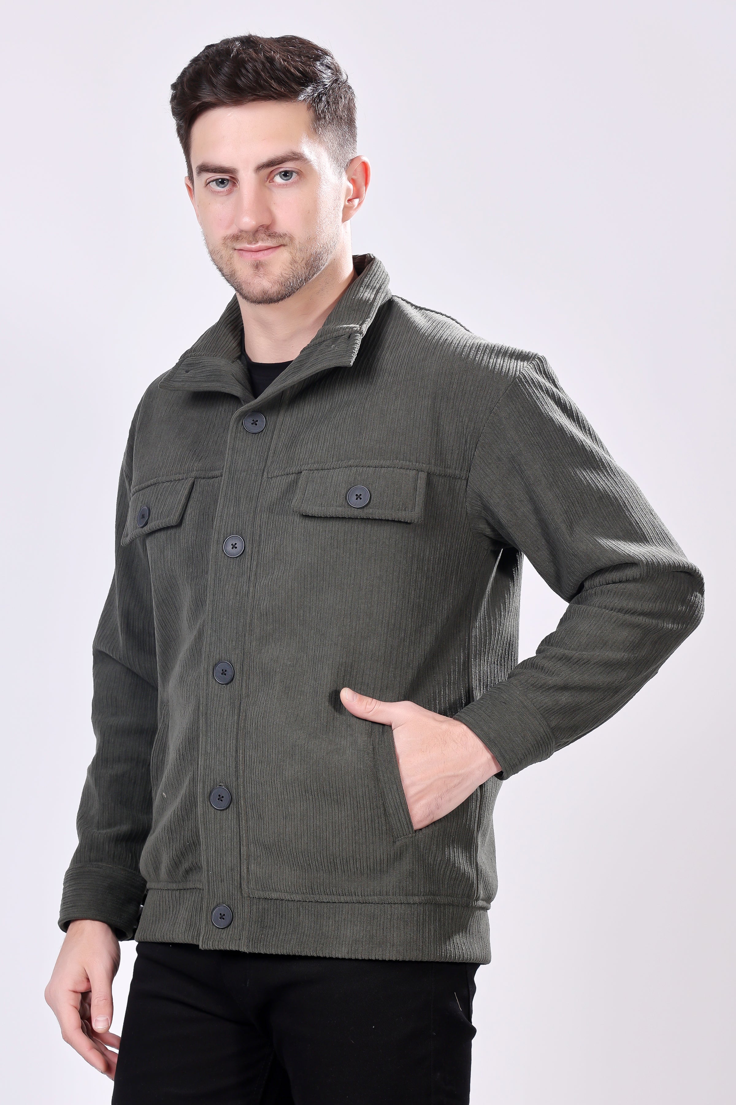 STYLOX Men's Solid Fullsleeve Fleece Shacket - Stylox