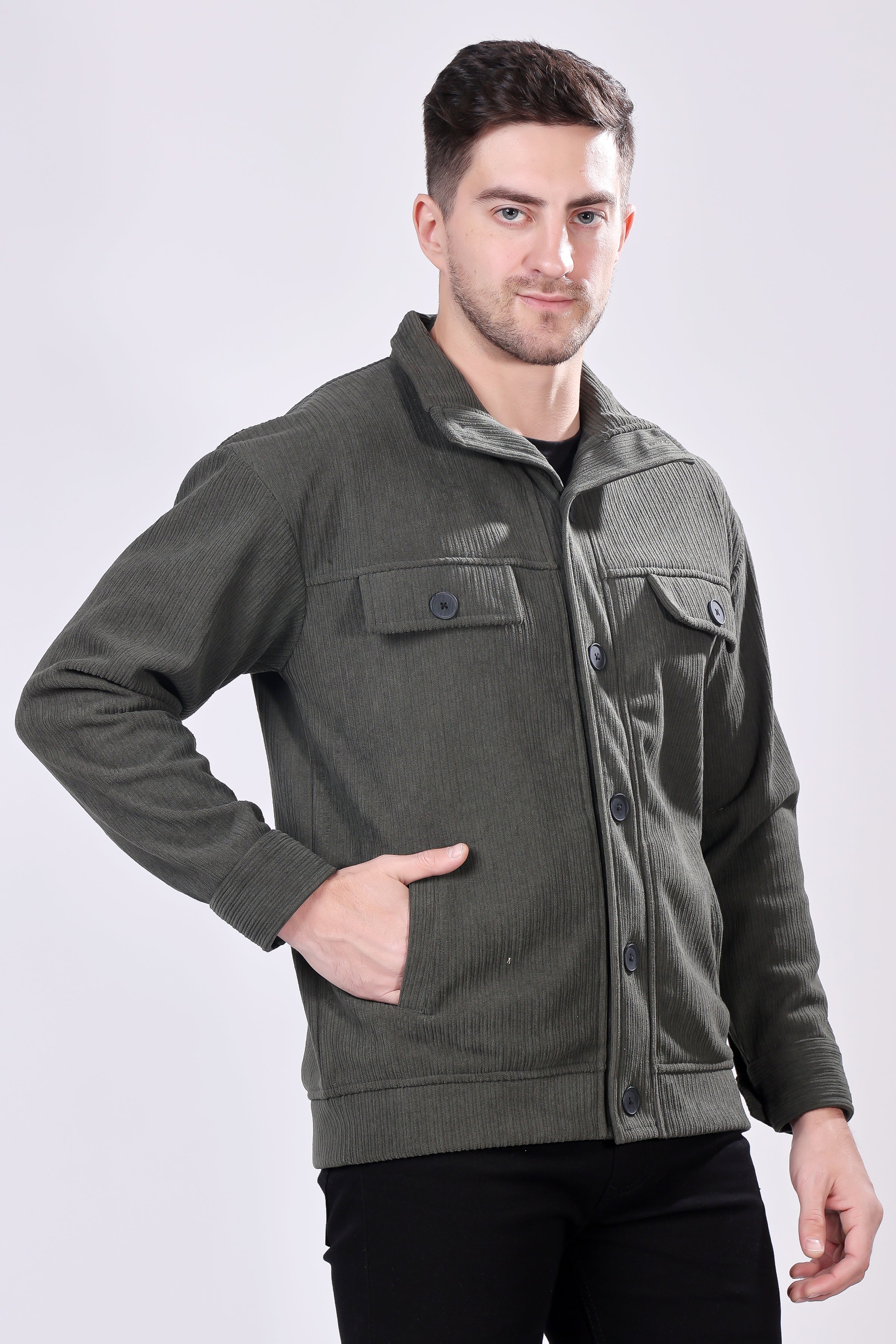 STYLOX Men's Solid Fullsleeve Fleece Shacket - Stylox