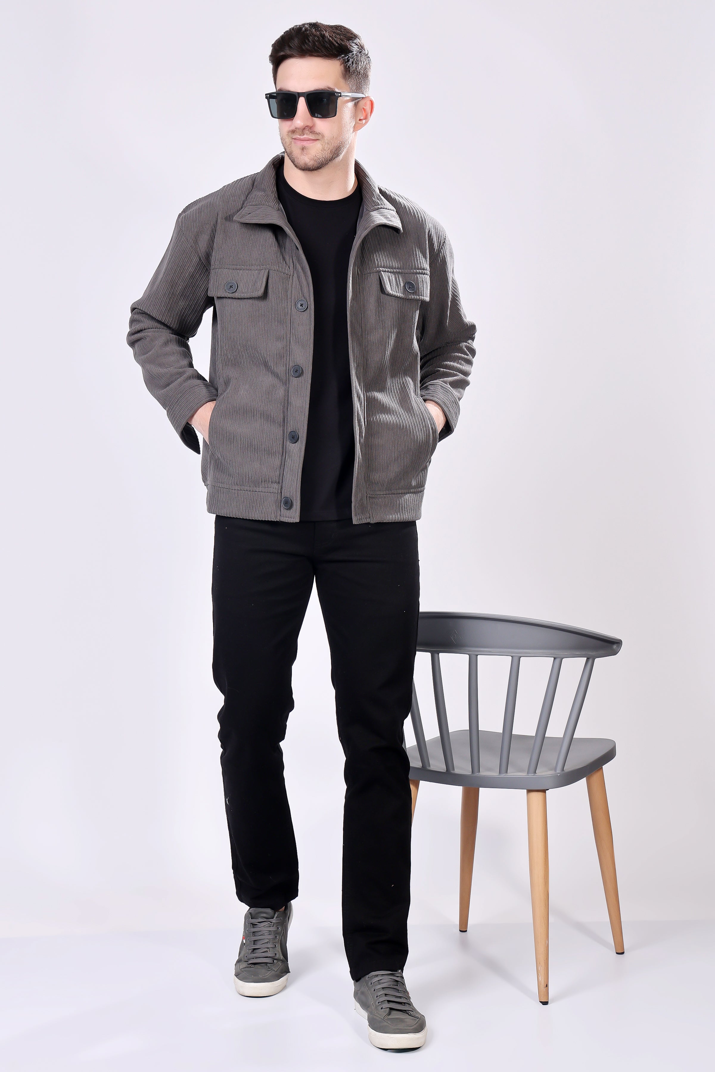 STYLOX Men's Solid Fullsleeve Fleece Shacket - Stylox