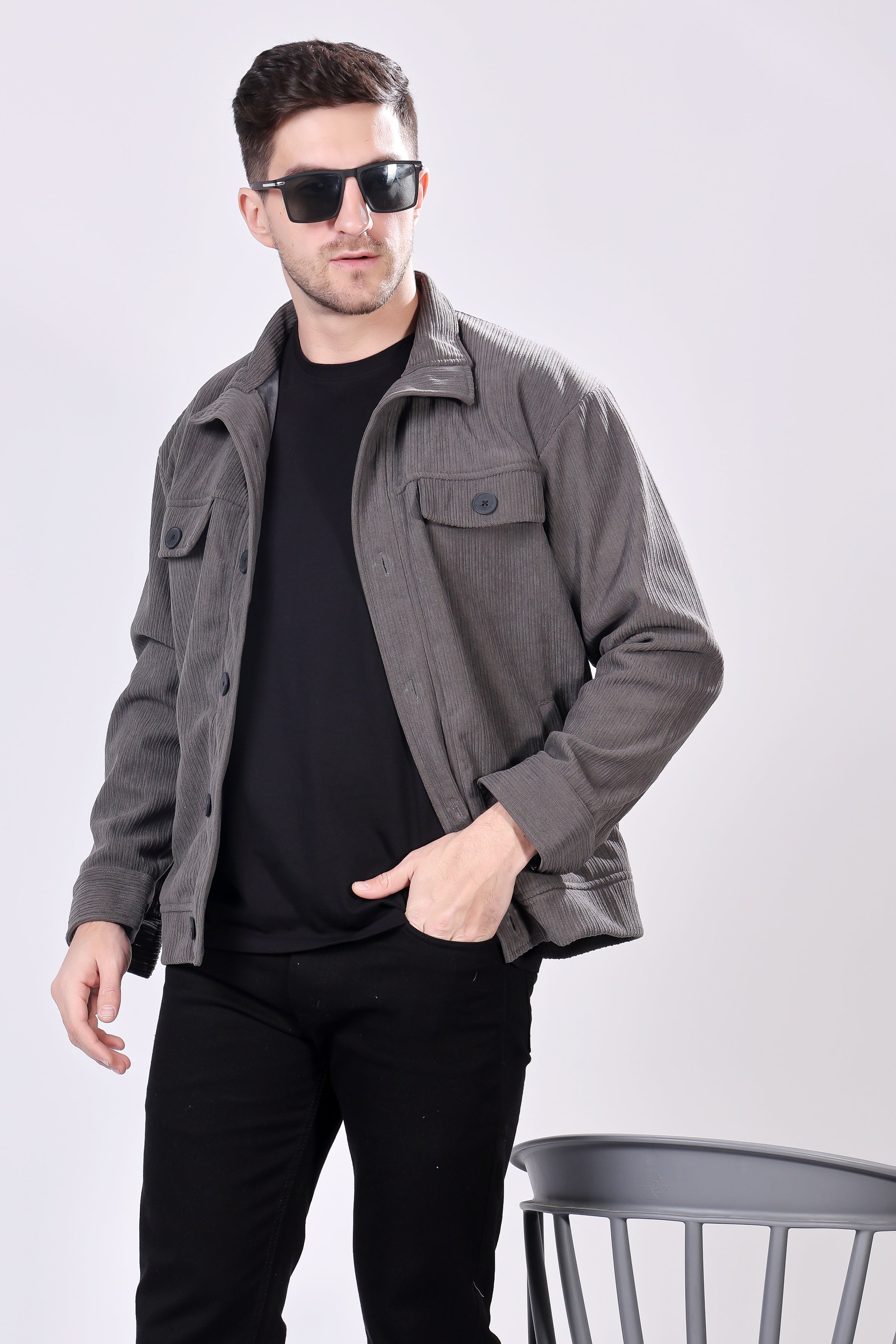 STYLOX Men's Solid Fullsleeve Fleece Shacket - Stylox
