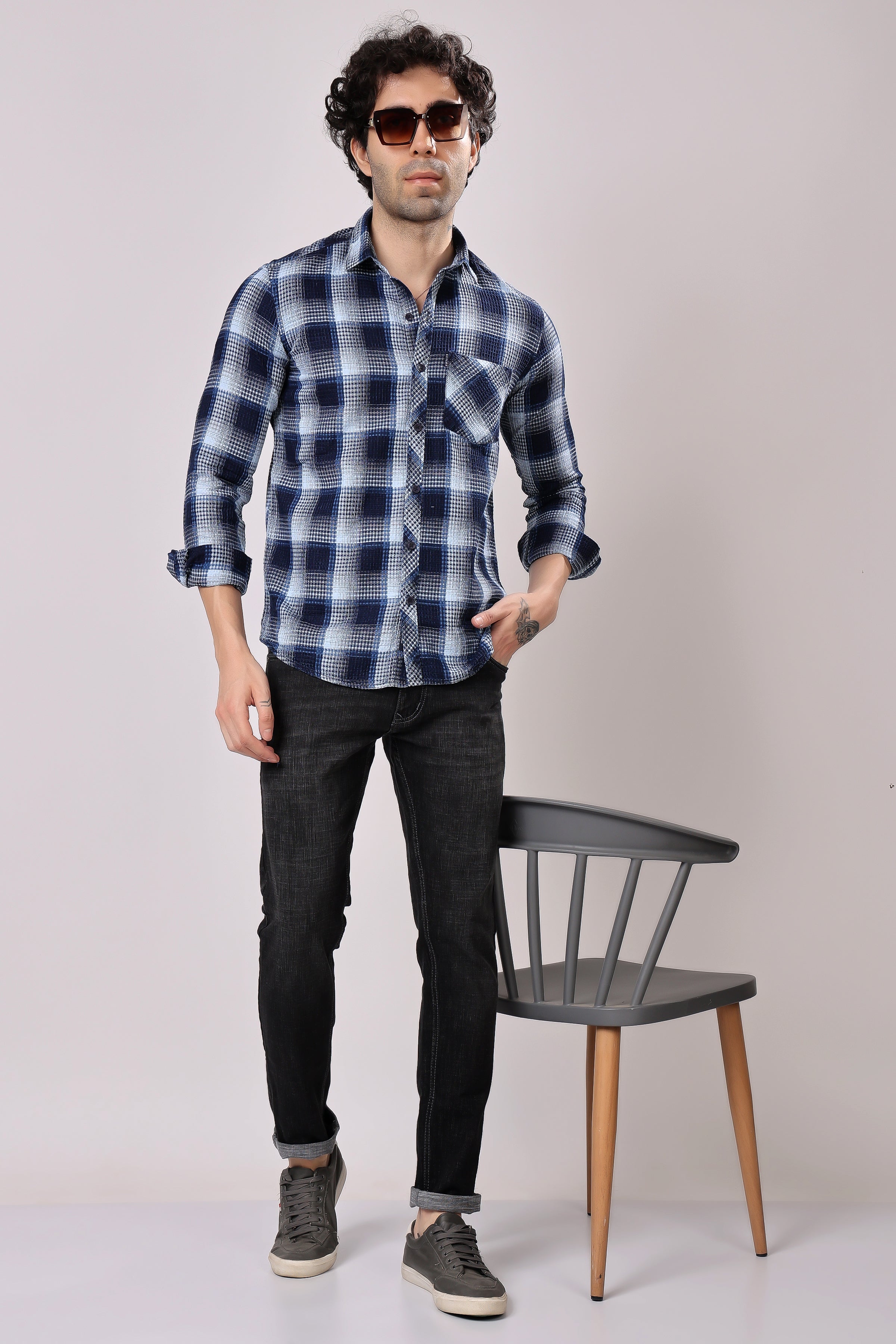 Stylox Denim Check Shirt | Full Sleeves - Stylox
