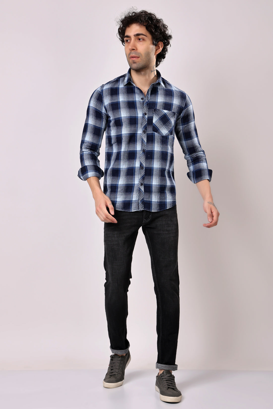 Stylox Denim Check Shirt | Full Sleeves