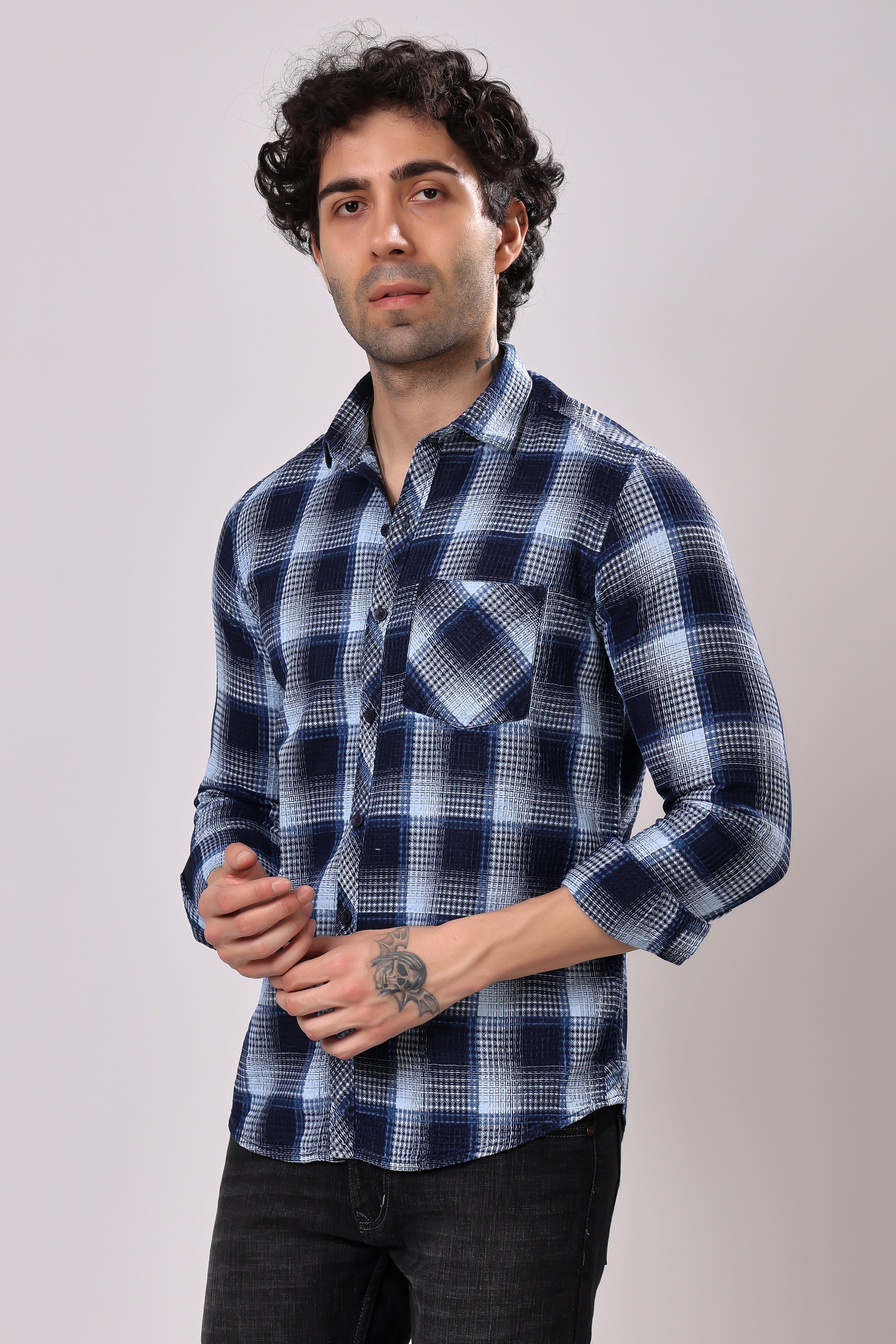 Stylox Denim Check Shirt | Full Sleeves - Stylox