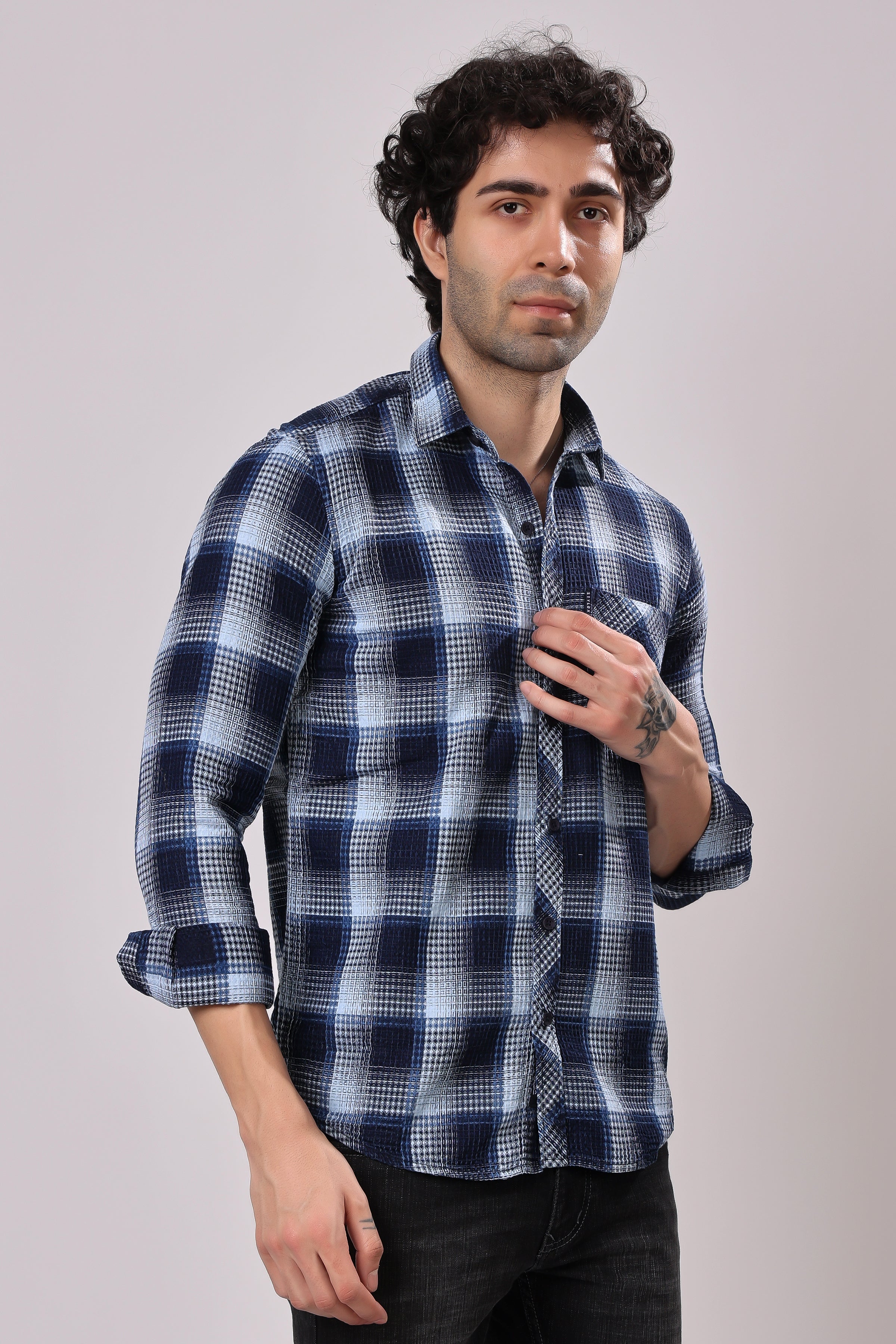 Stylox Denim Check Shirt | Full Sleeves - Stylox