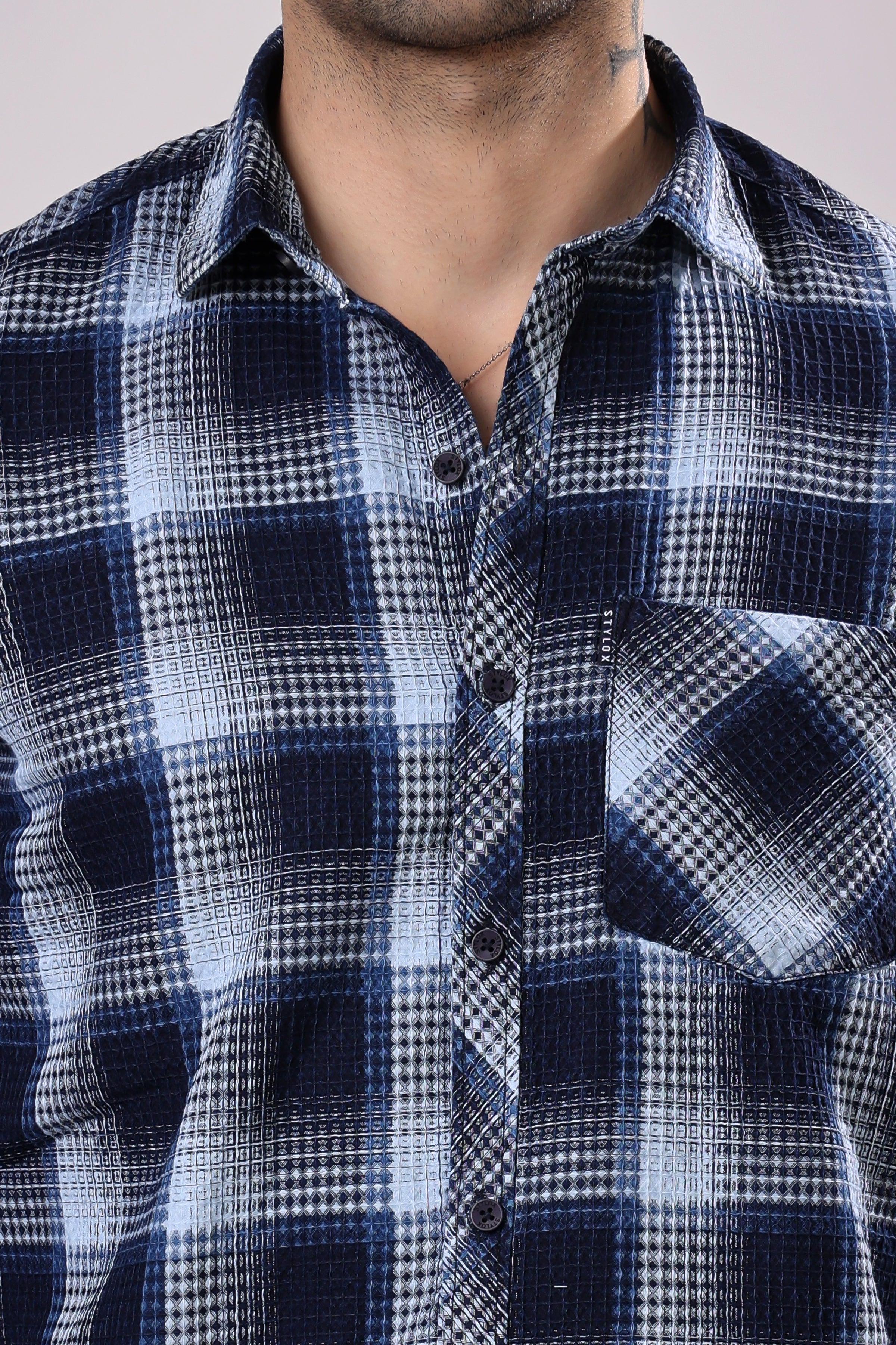 Stylox Denim Check Shirt | Full Sleeves - Stylox