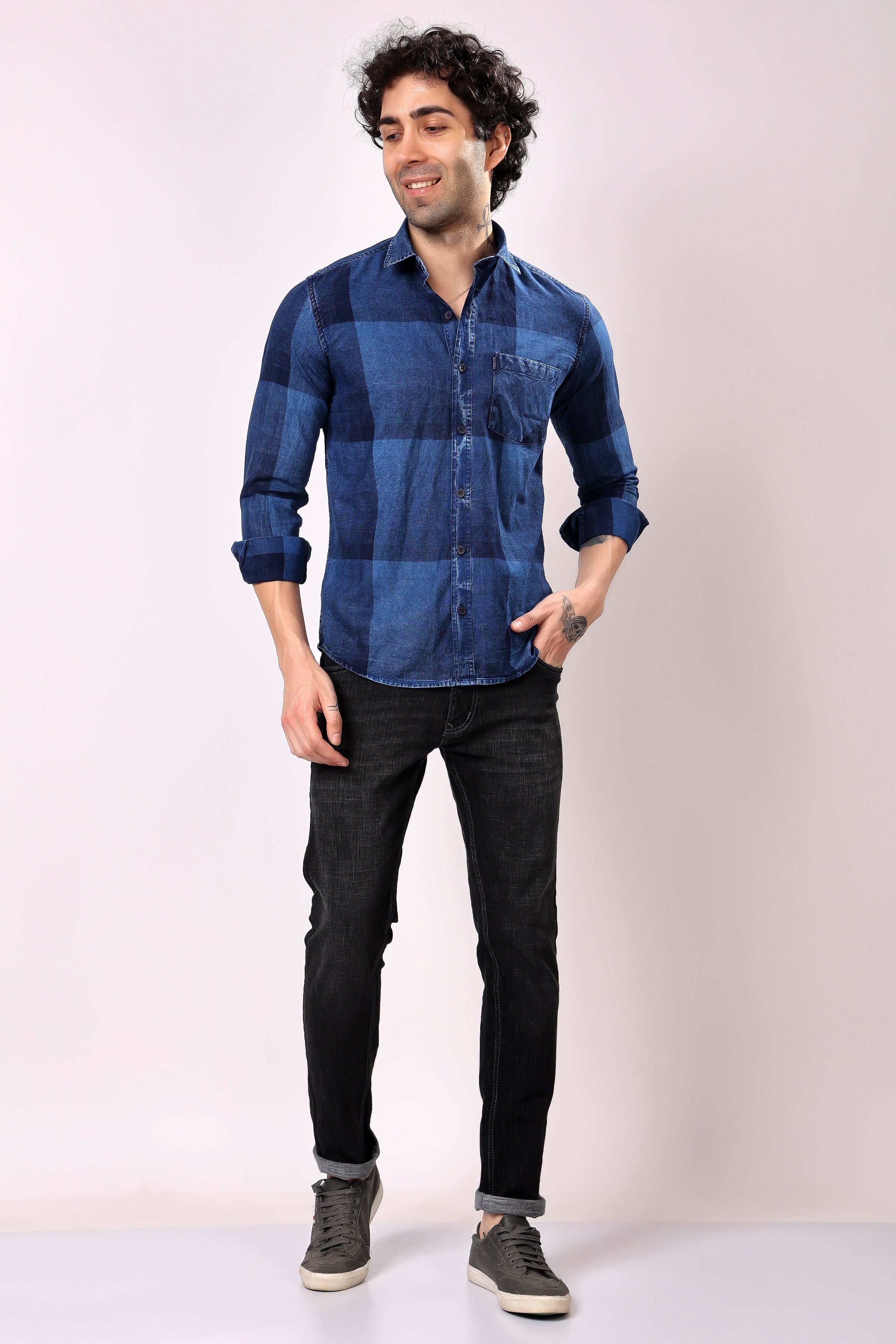 Stylox Denim Check Shirt | Full Sleeves - Stylox