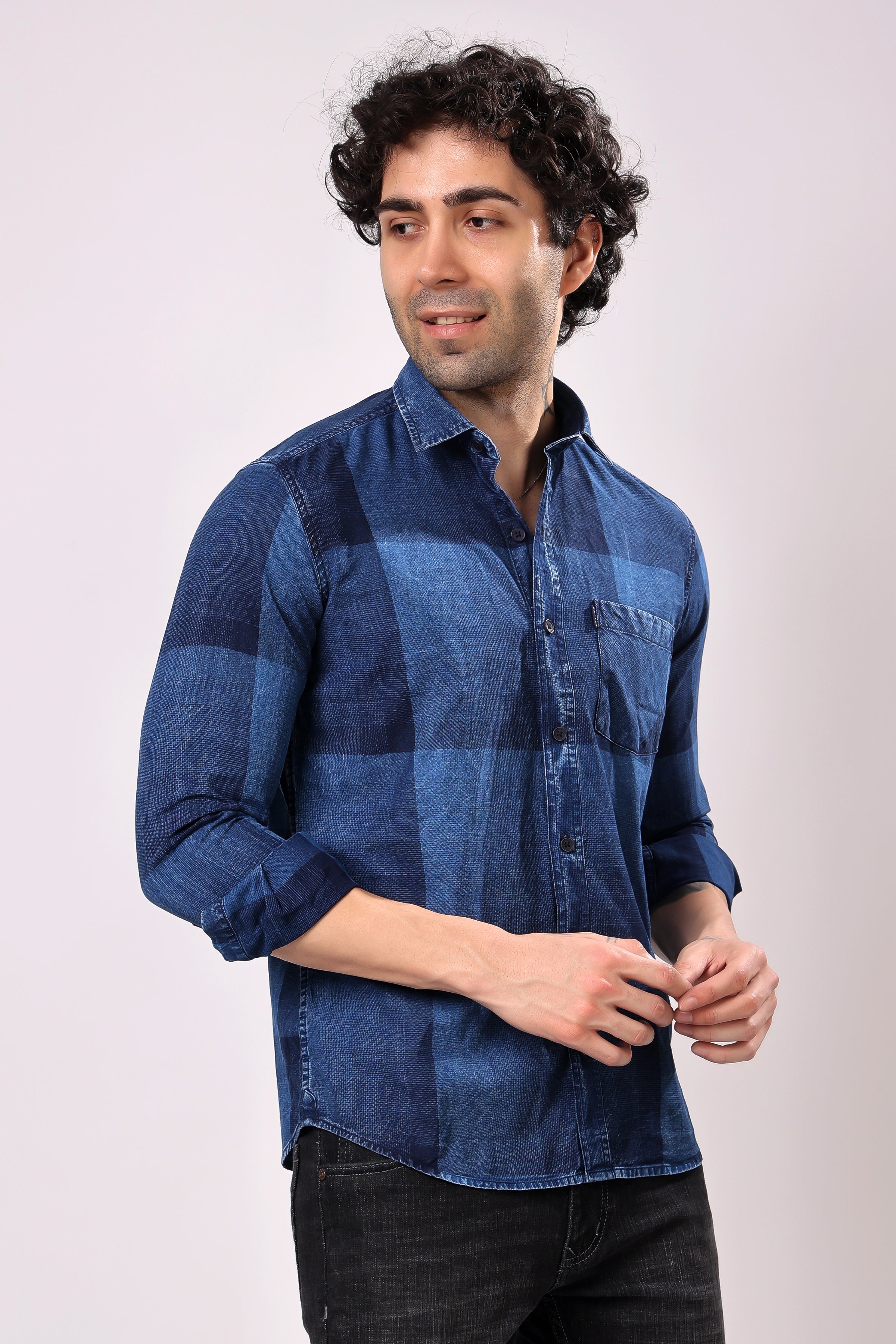 Stylox Denim Check Shirt | Full Sleeves - Stylox