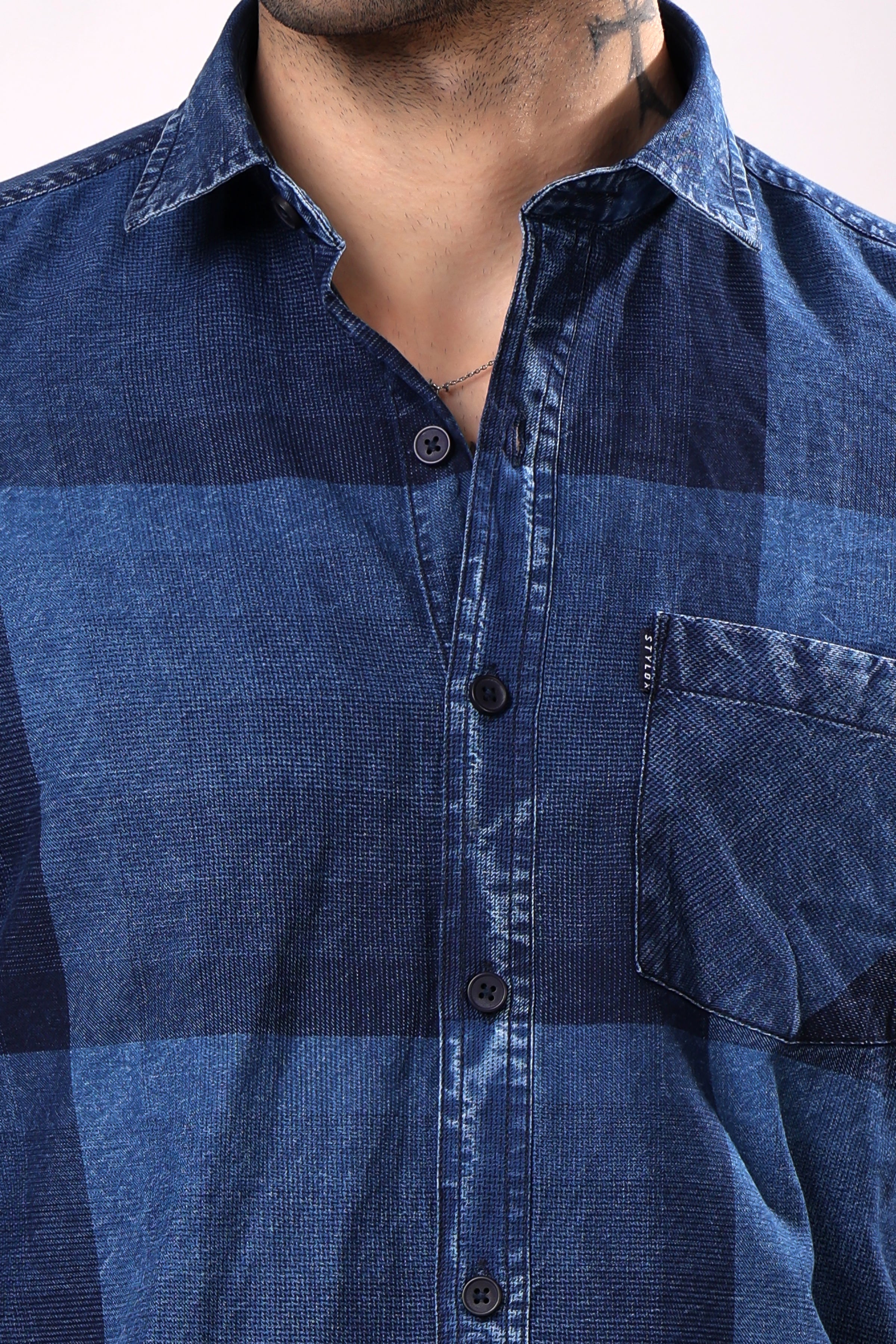 Stylox Denim Check Shirt | Full Sleeves - Stylox