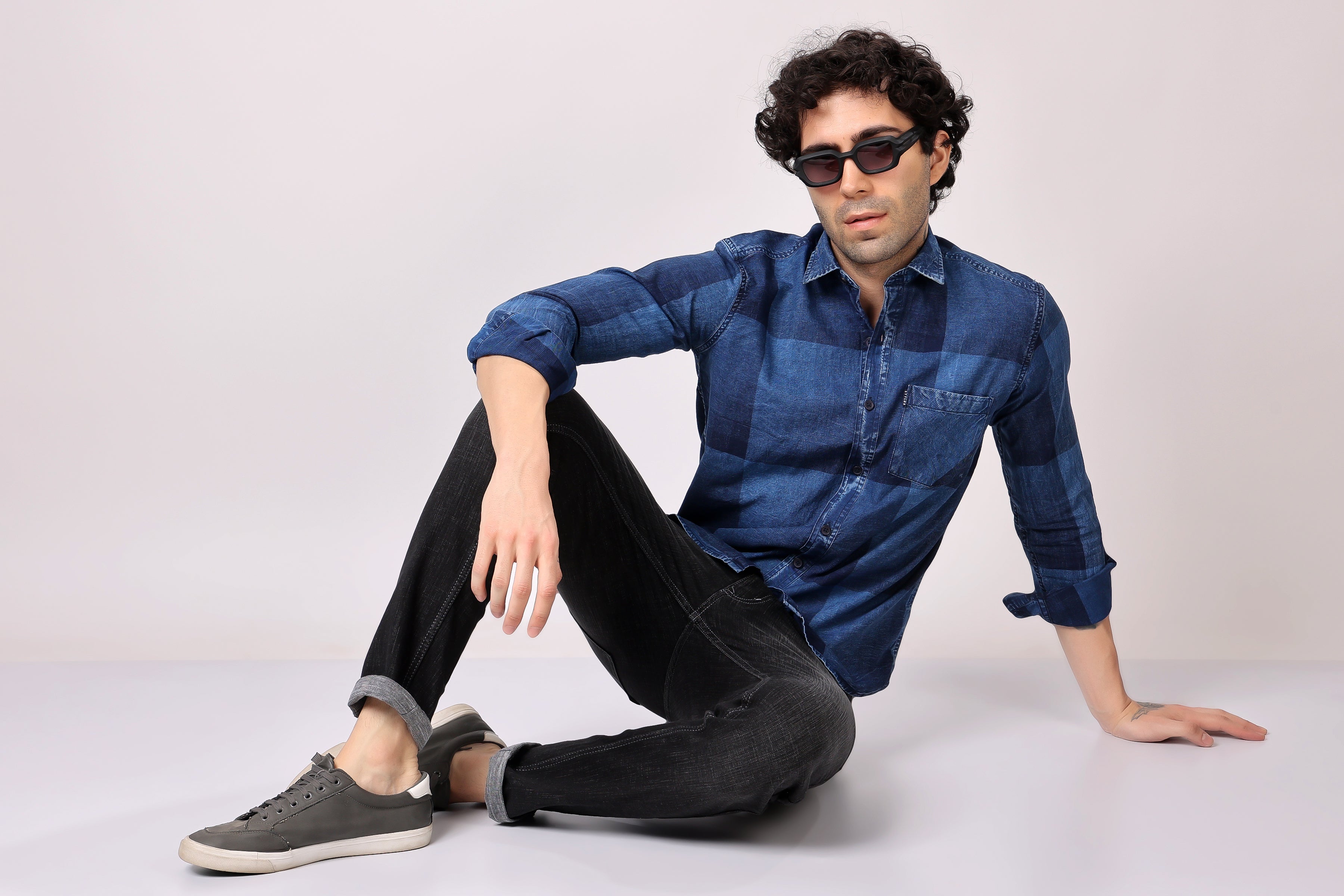 Stylox Denim Check Shirt | Full Sleeves - Stylox