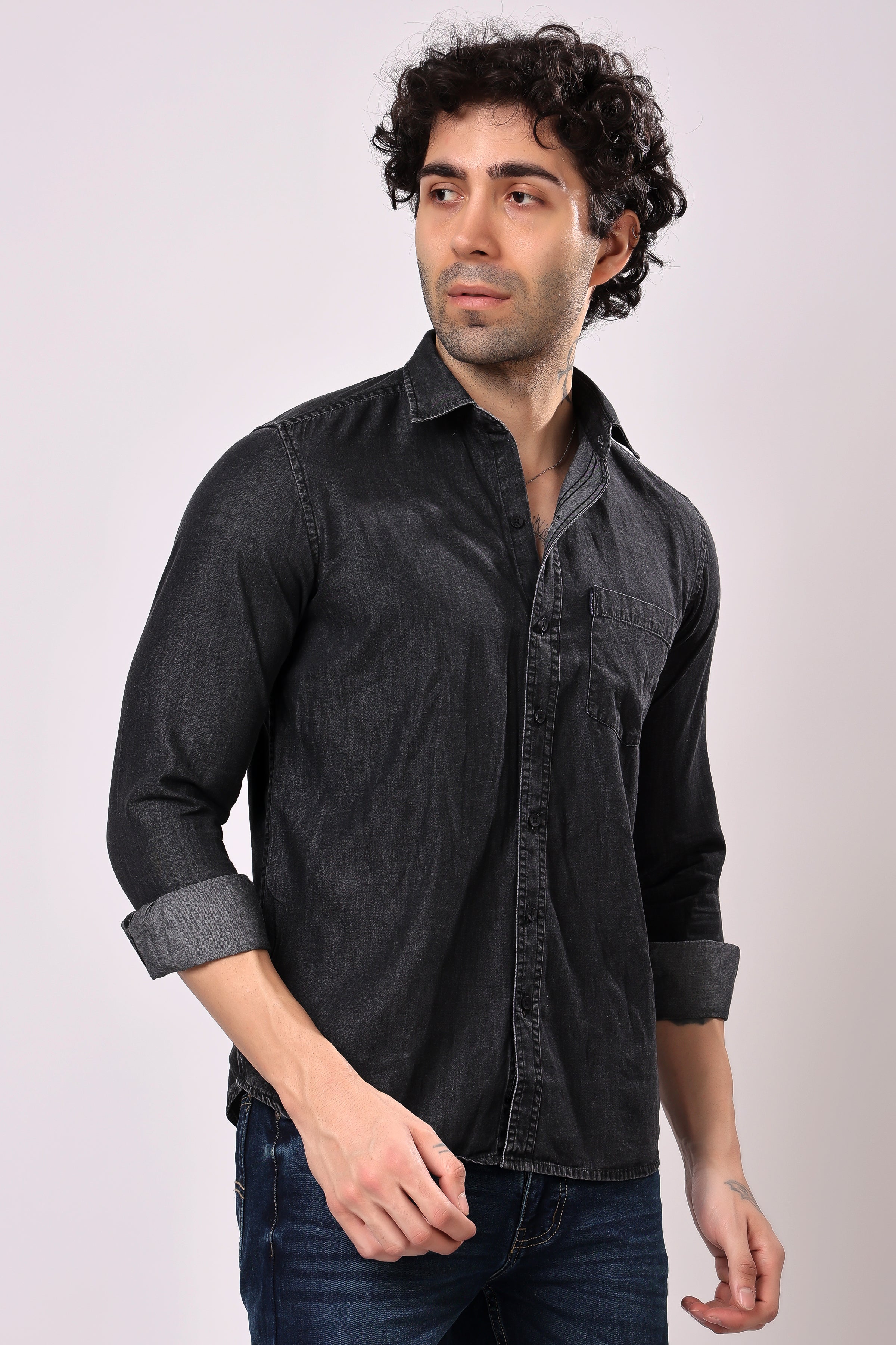 Stylox Denim Shirt Dark Grey