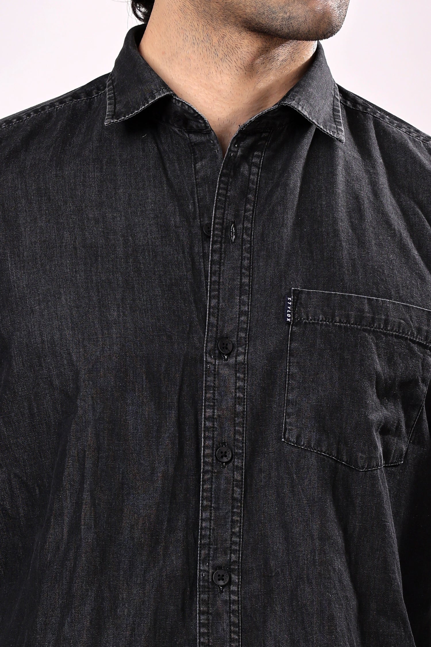 Stylox Denim Shirt Dark Grey
