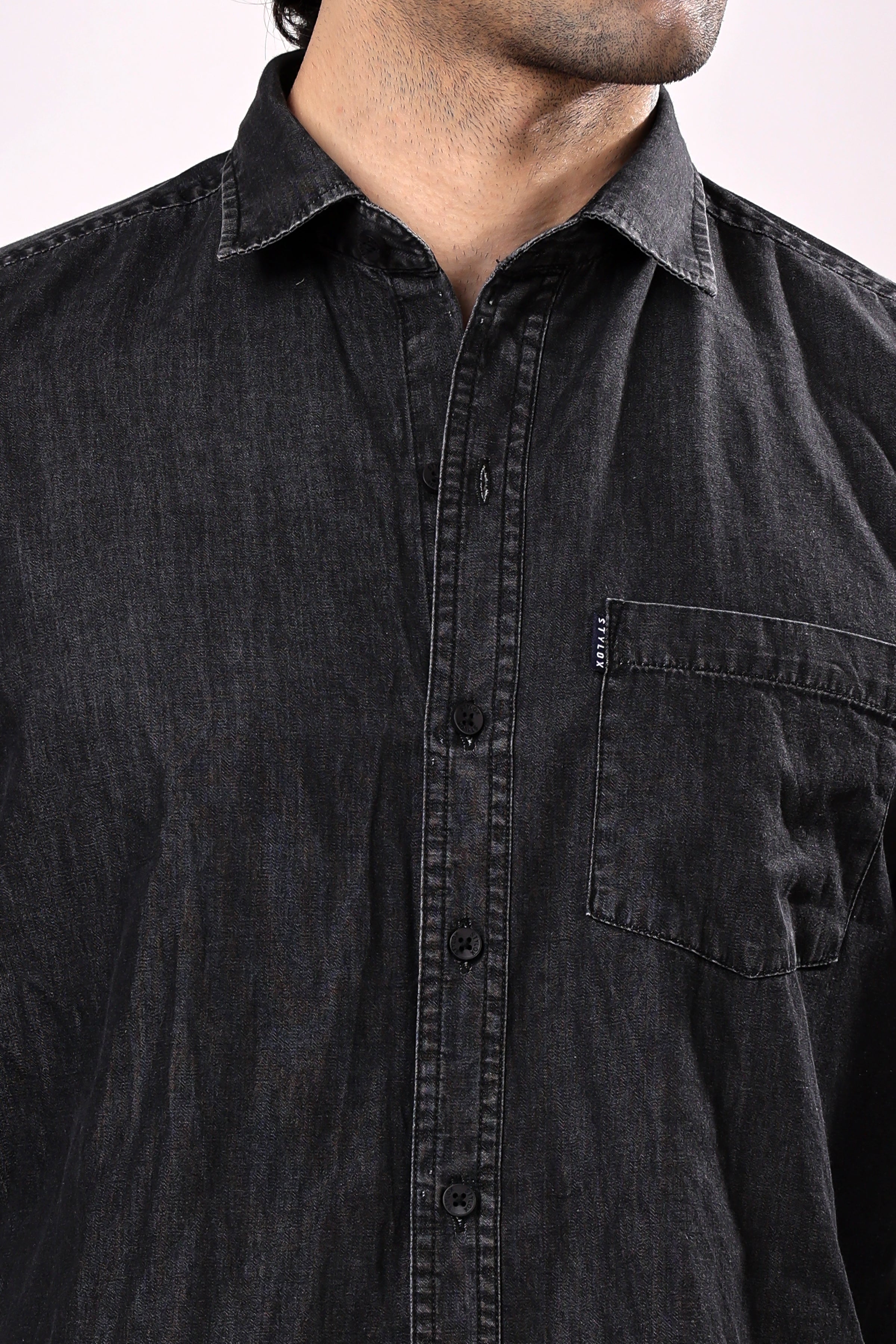 Stylox Denim Shirt Dark Grey