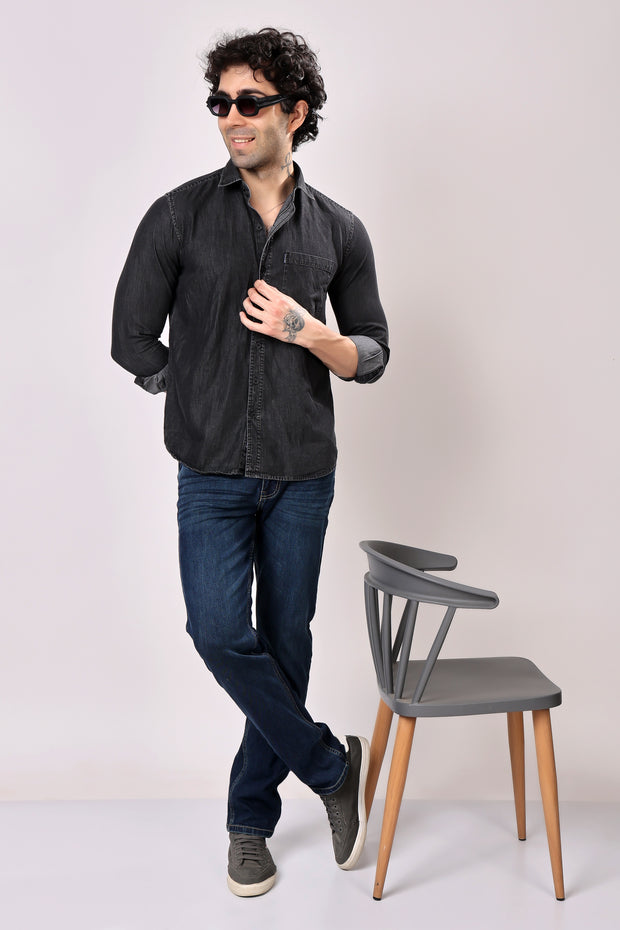 Stylox Denim Shirt Dark Grey