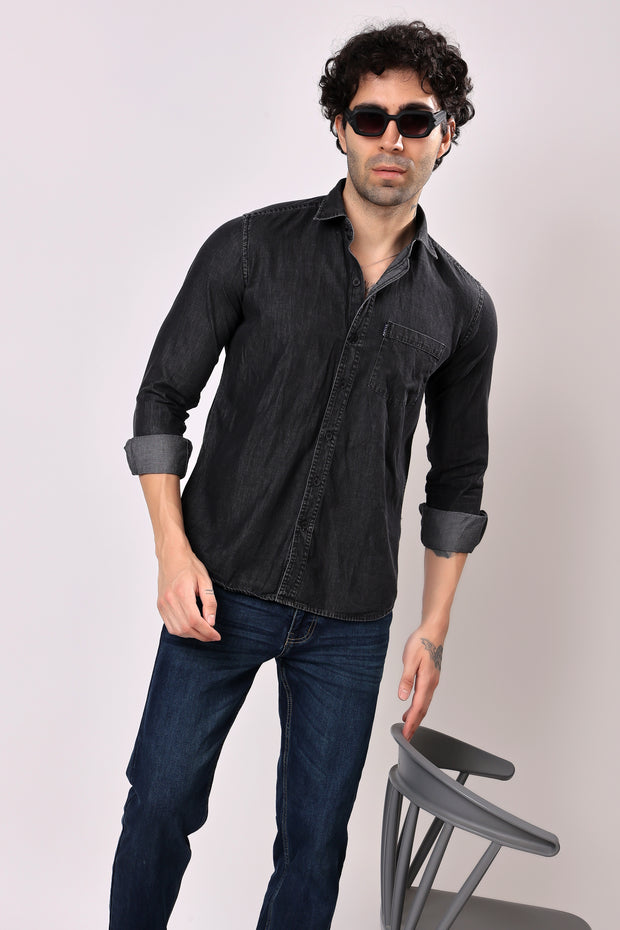 Stylox Denim Shirt Dark Grey