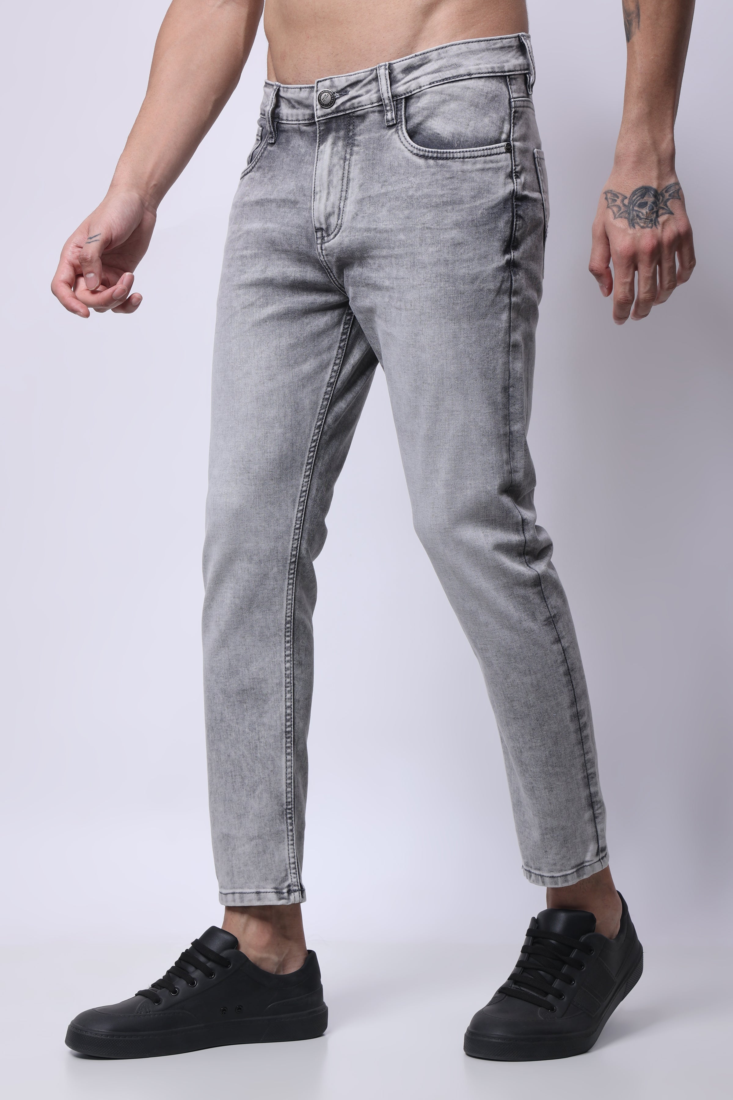 STYLOX Men’s Light Grey Ankle Fit Jeans - Premium Denim, - 5310-10819 - Stylox