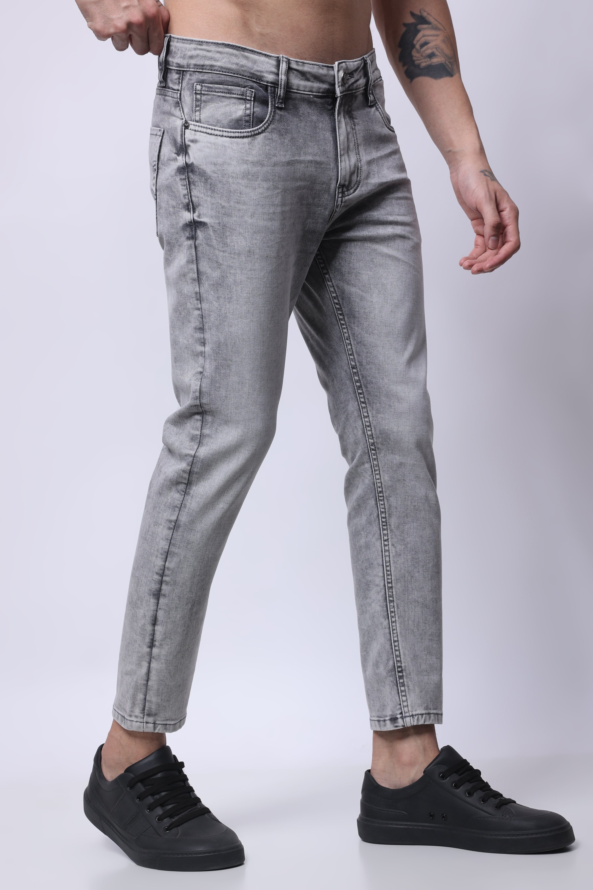 STYLOX Men’s Light Grey Ankle Fit Jeans - Premium Denim, - 5310-10819 - Stylox