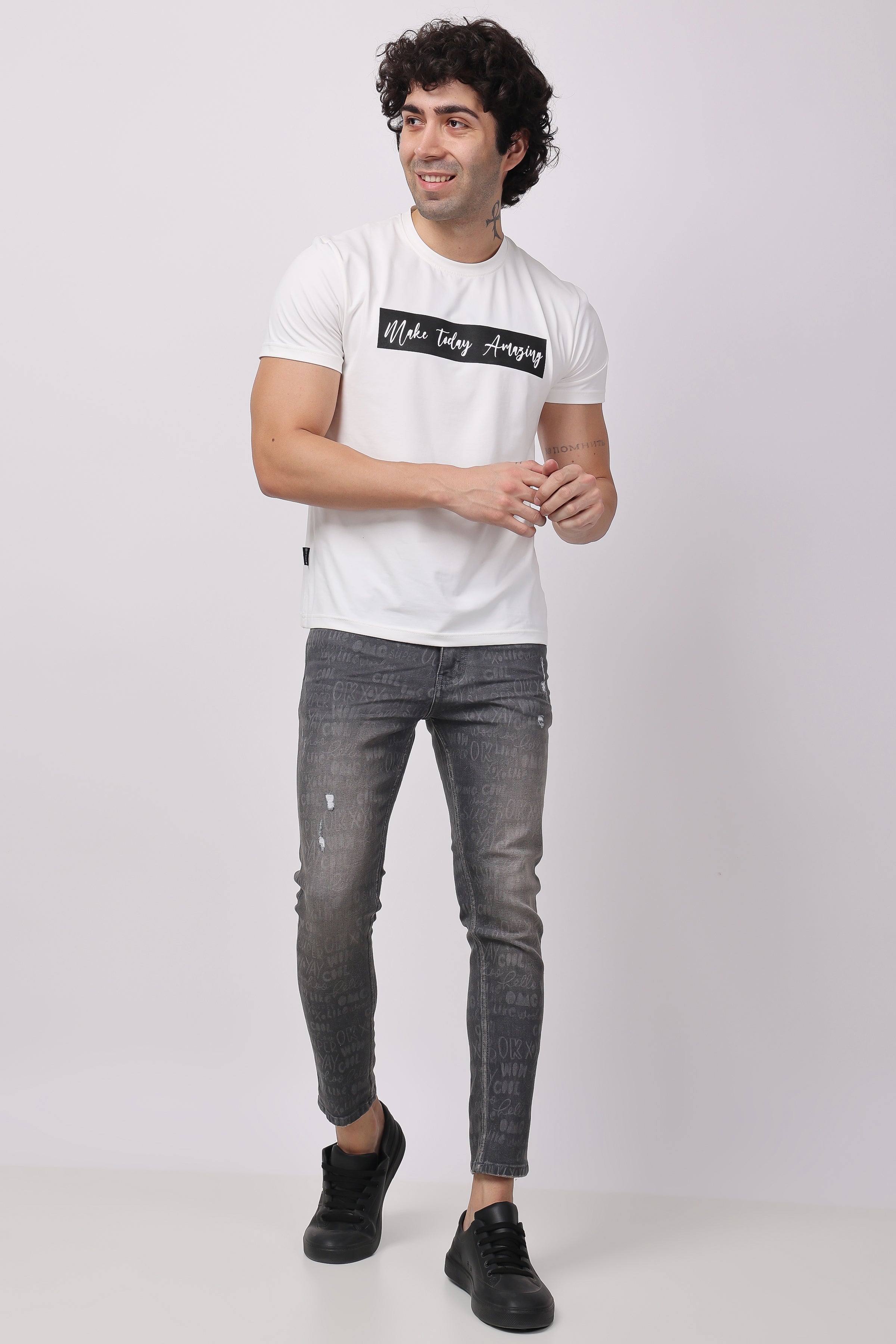 STYLOX Men Laser Denim Ankle Fit Jeans - Dark Grey, - Stylox