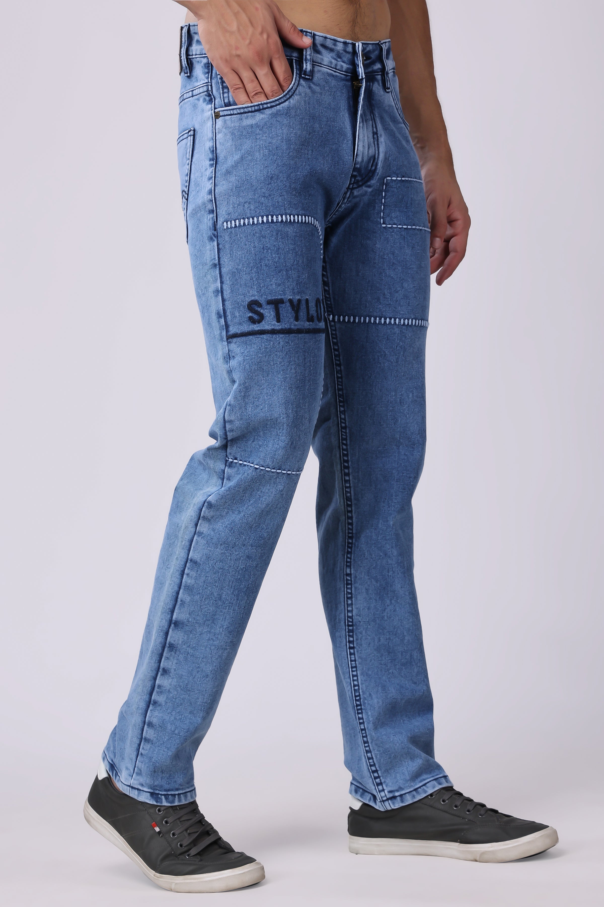 Stylox Men’s Comfort Fit Jeans in Light Blue - Stylox