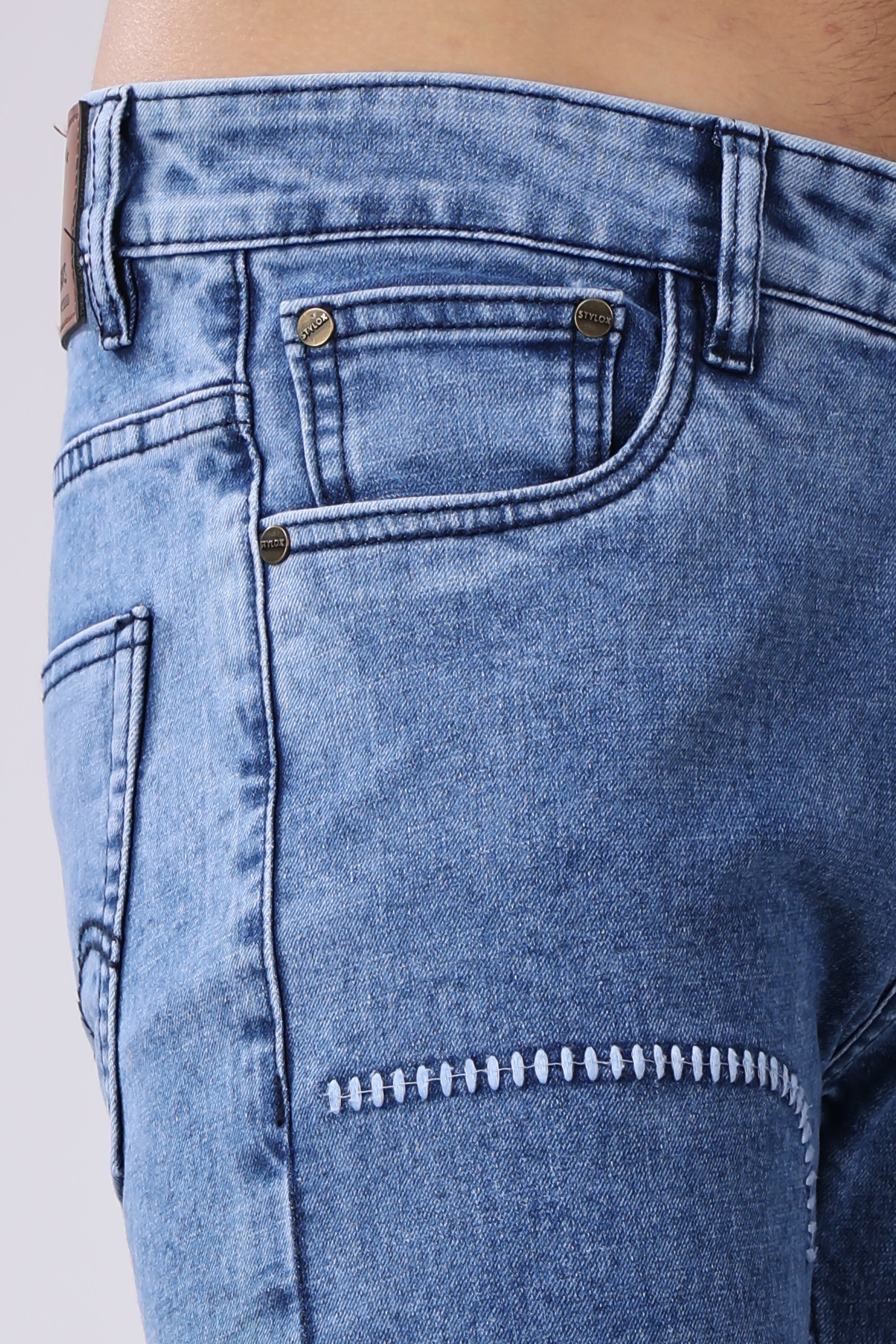 Stylox Men’s Comfort Fit Jeans in Light Blue - Stylox