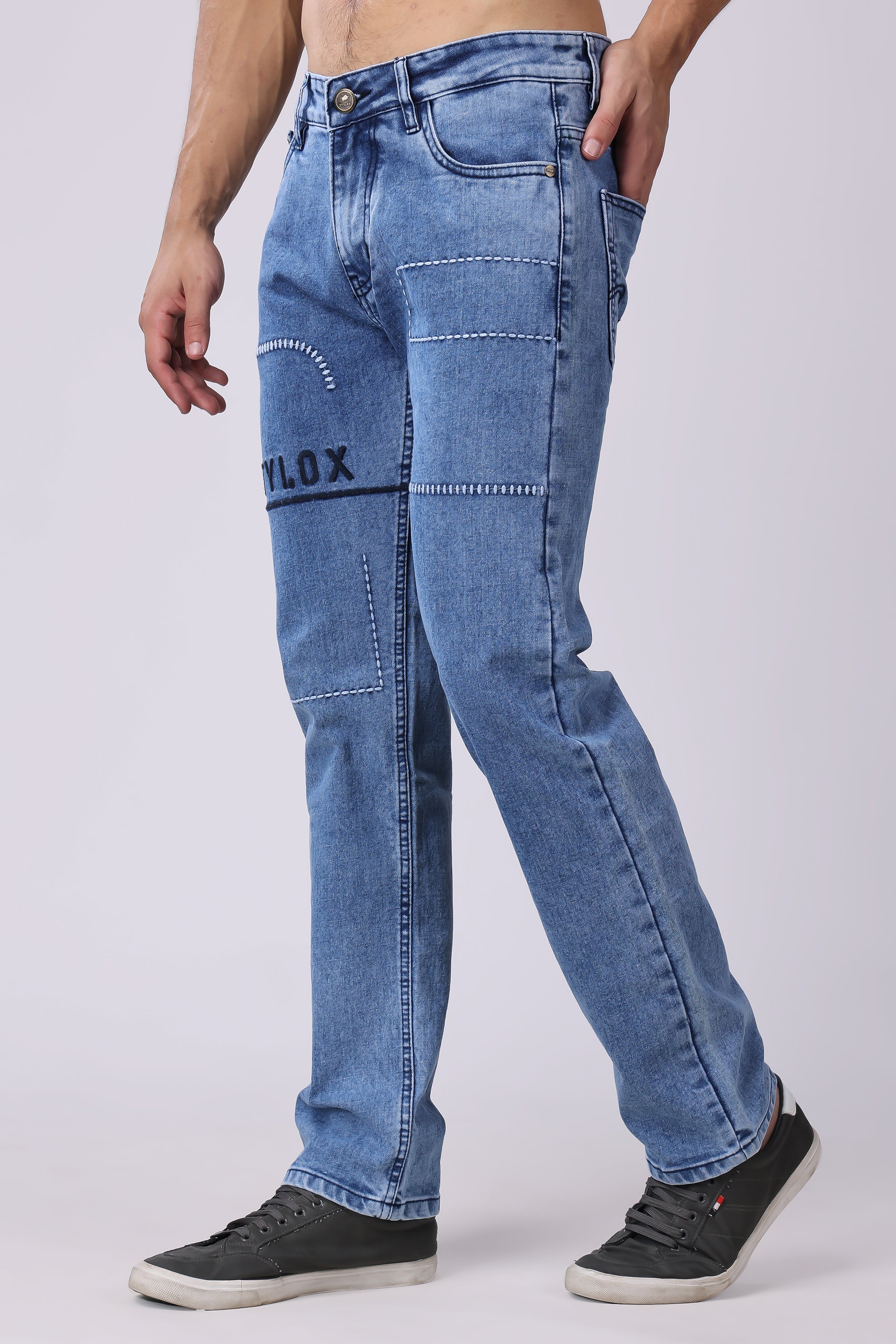 Stylox Men’s Comfort Fit Jeans in Light Blue - Stylox