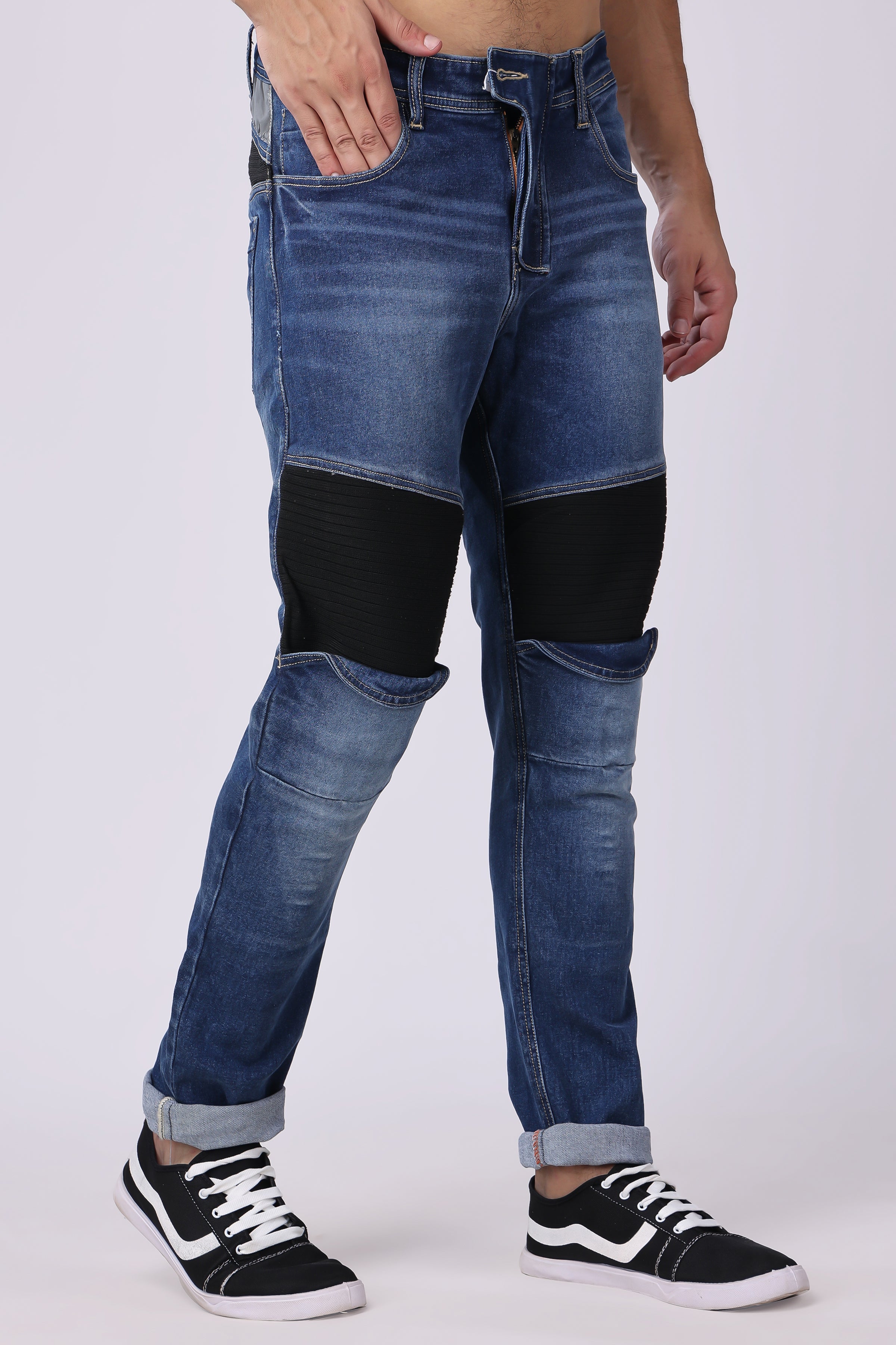 Stylox Slim Fit Biker Jeans | Blue | - Stylox