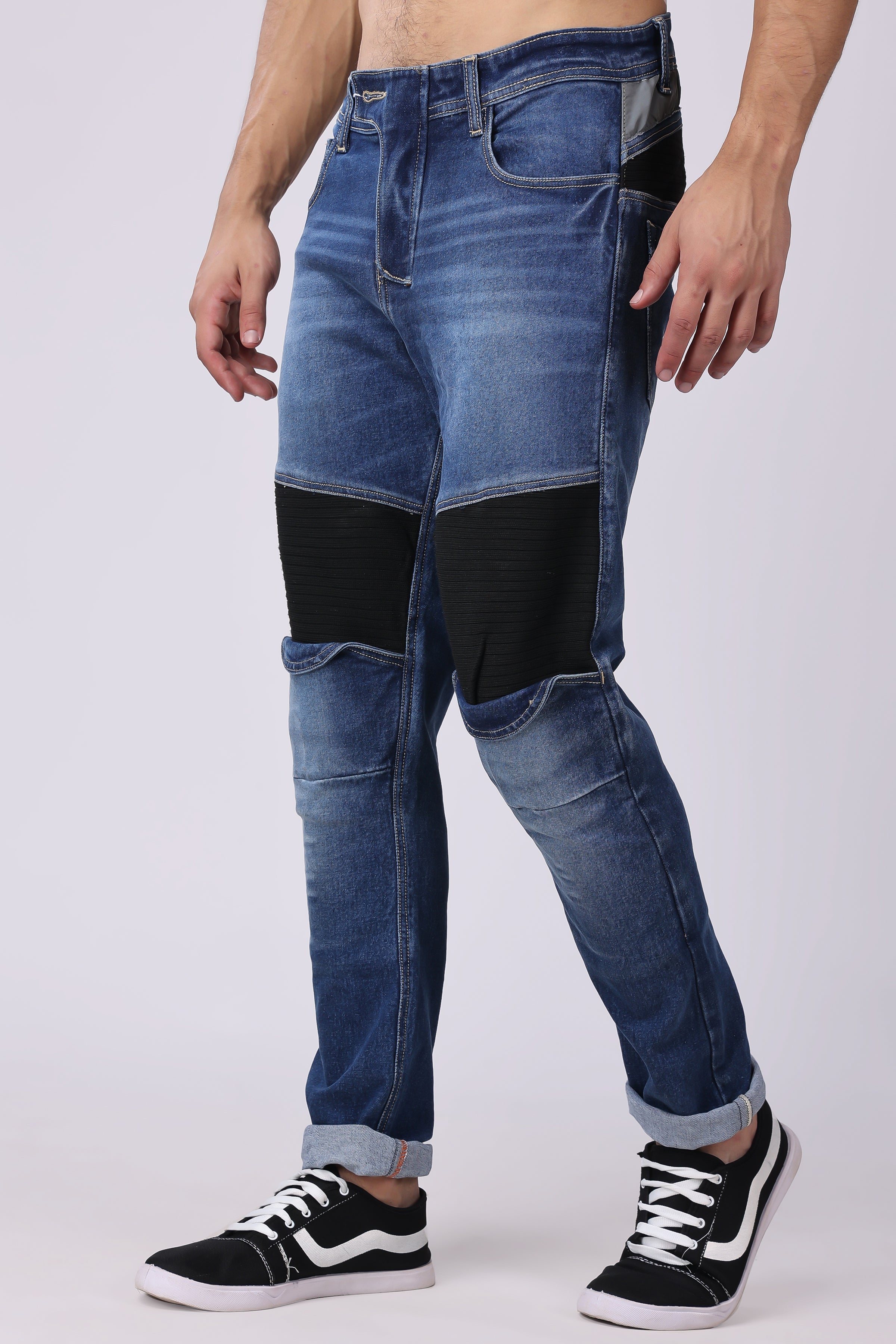 Stylox Slim Fit Biker Jeans | Blue | - Stylox