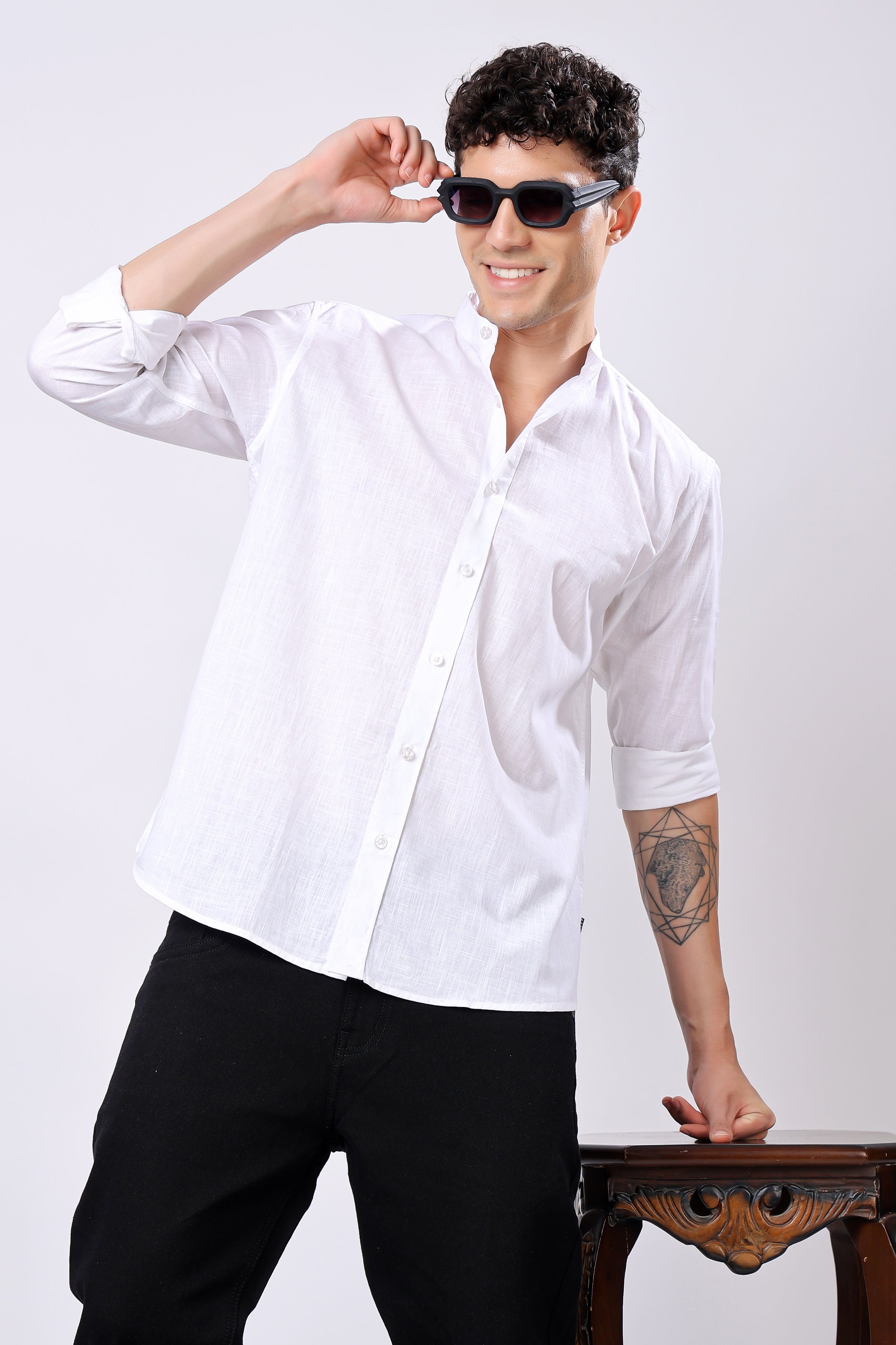 Stylox Regular Fit Full Sleeve Solid Casual White Shirt For Men