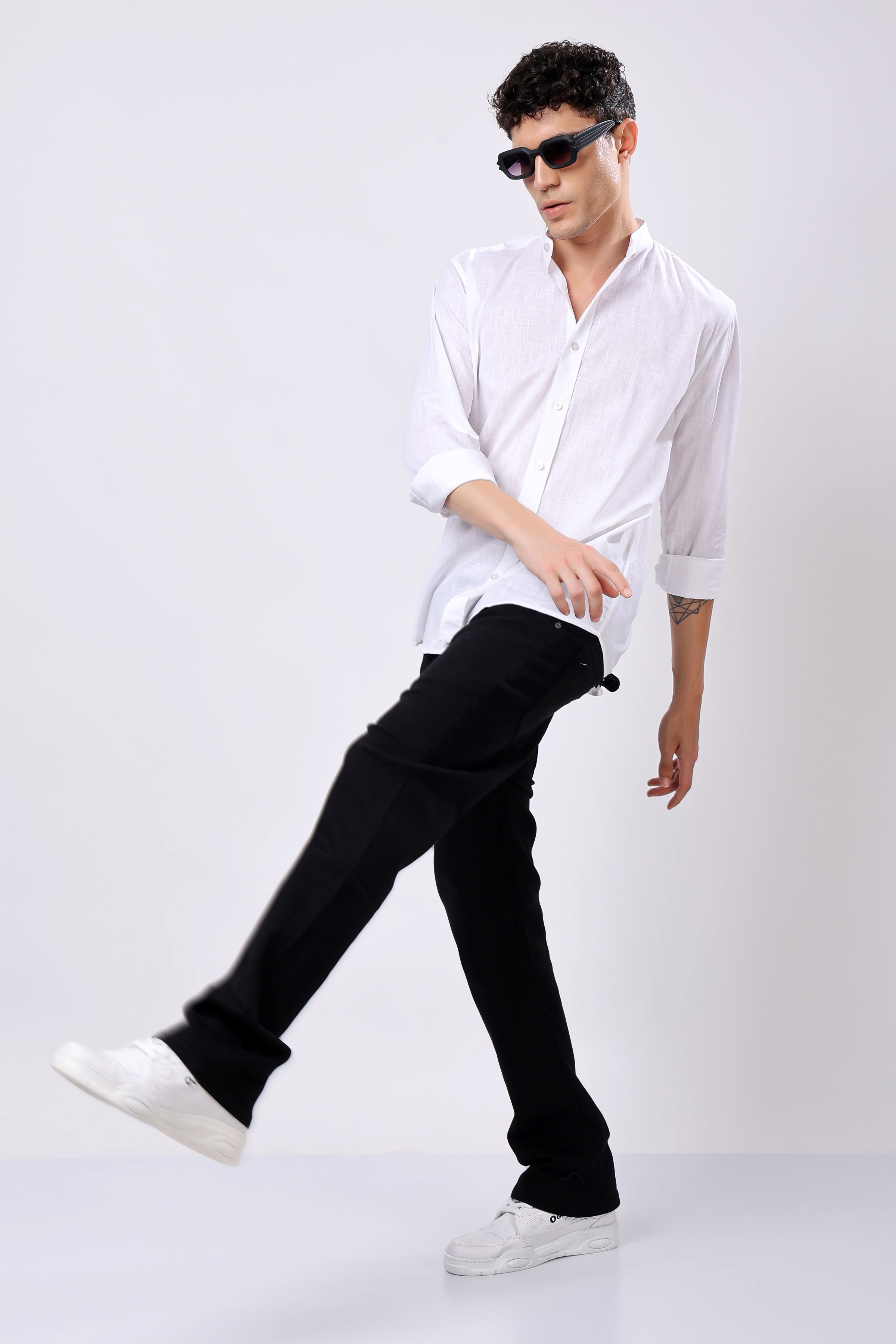 Stylox Regular Fit Full Sleeve Solid Casual White Shirt For Men