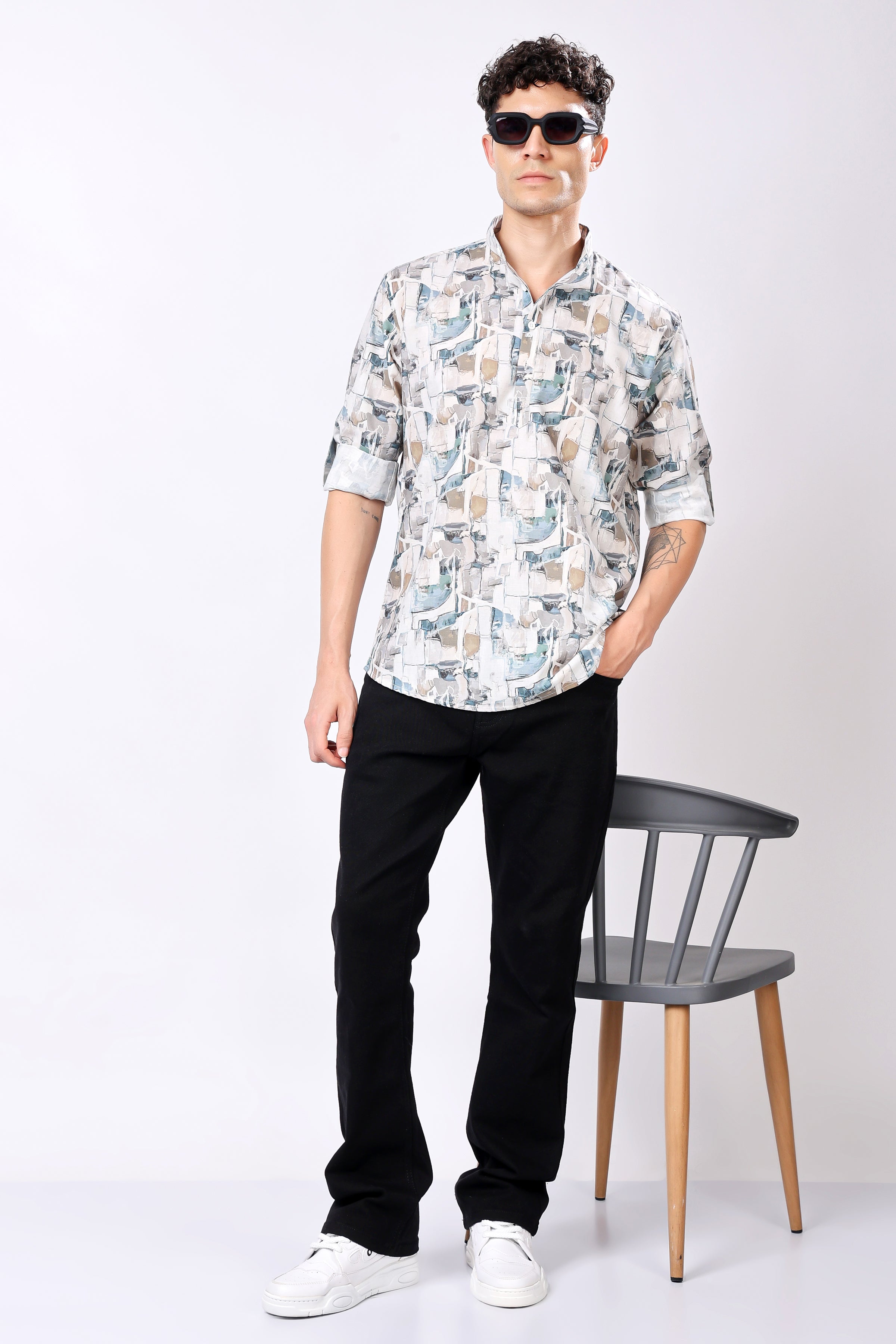 Stylox Printed Full Sleeve Casual Kurta For Men