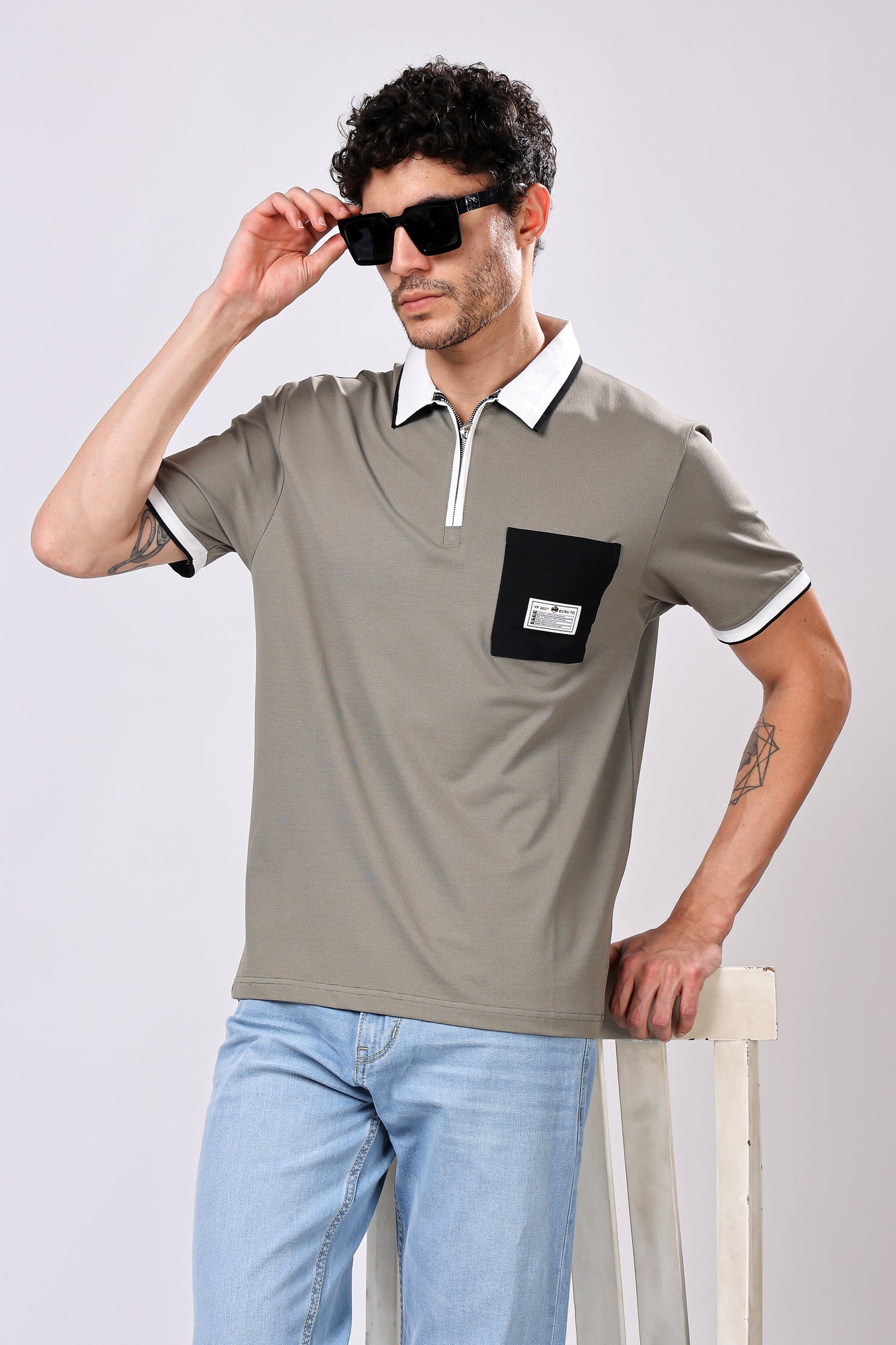 Stylox Men’s Polo Neck Solid T-Shirt with Single Pocket – Classic Style, Comfortable &amp; Smart Casual Wear