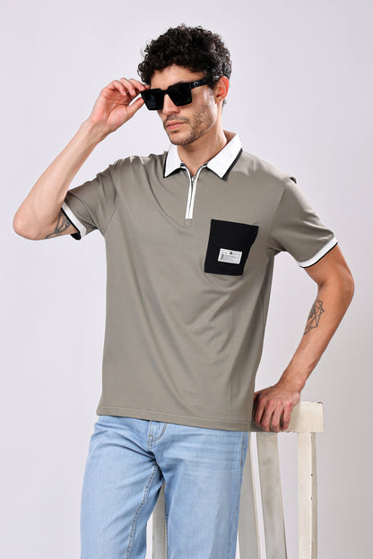 Stylox Men’s Polo Neck Solid T-Shirt with Single Pocket – Classic Style, Comfortable &amp; Smart Casual Wear