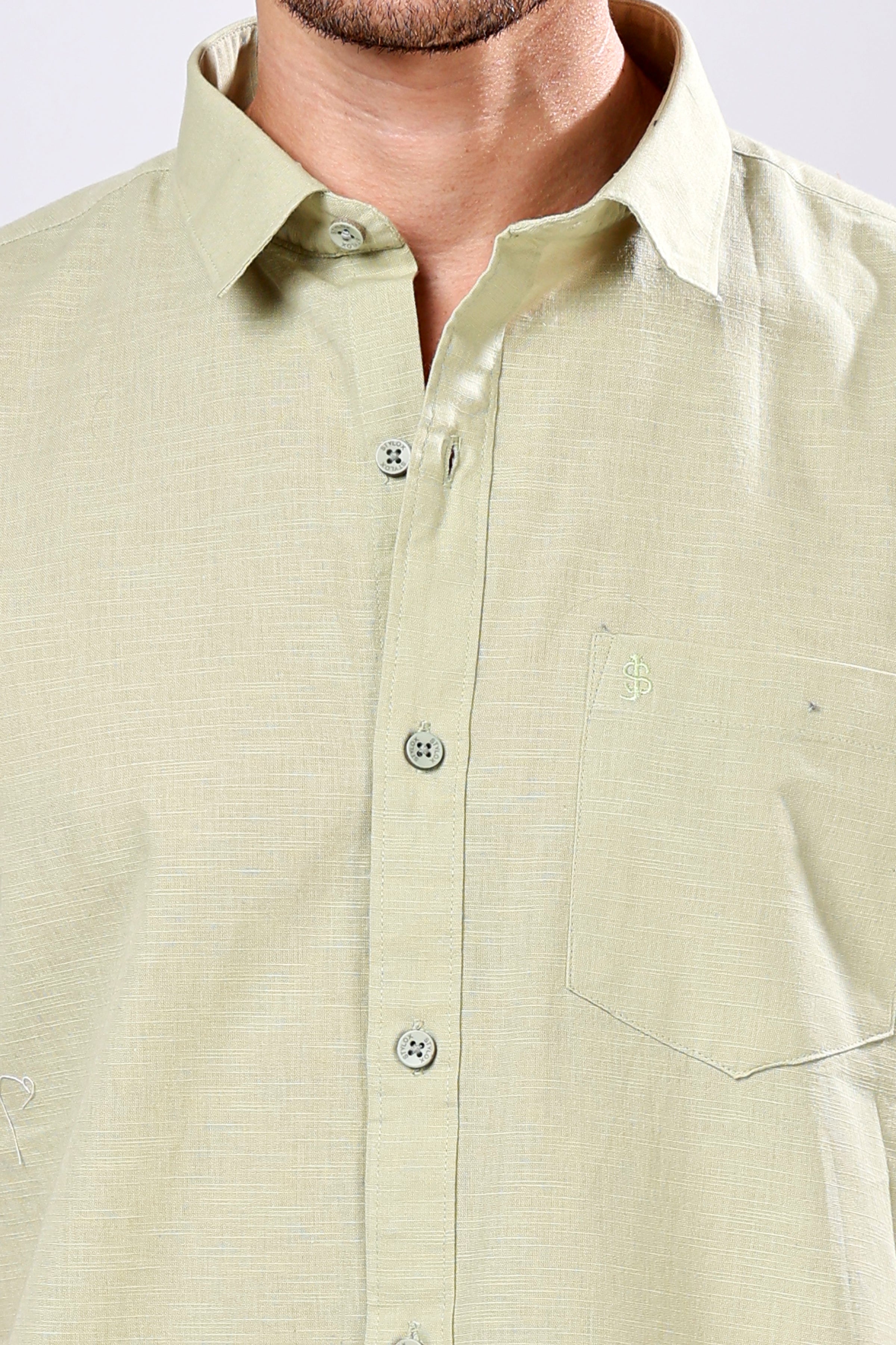 Stylox Men's Half Sleeve Solid Casual Shirt – Comfortable Cotton Blend Shirt for Smart Everyday Style - Stylox