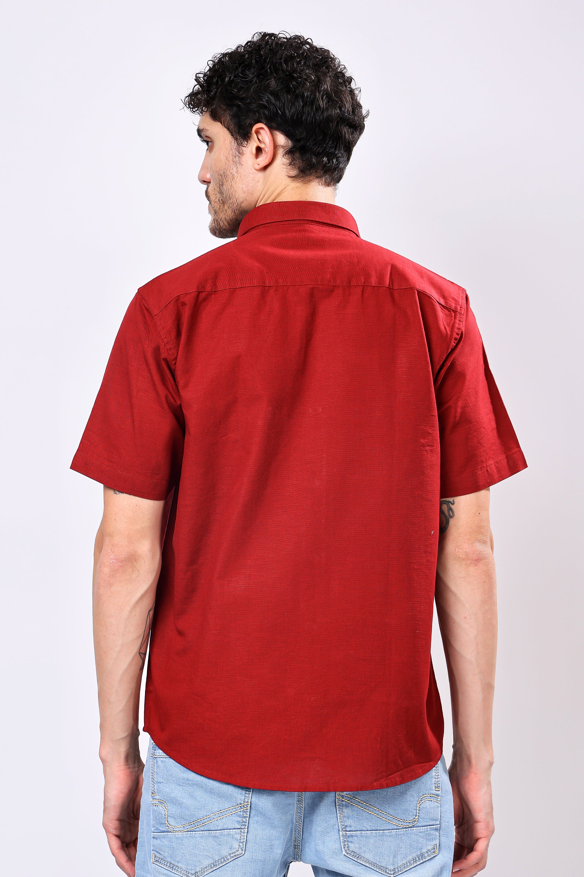 Stylox Men's Half Sleeve Solid Casual Shirt – Comfortable Cotton Blend Shirt for Smart Everyday Style - Stylox