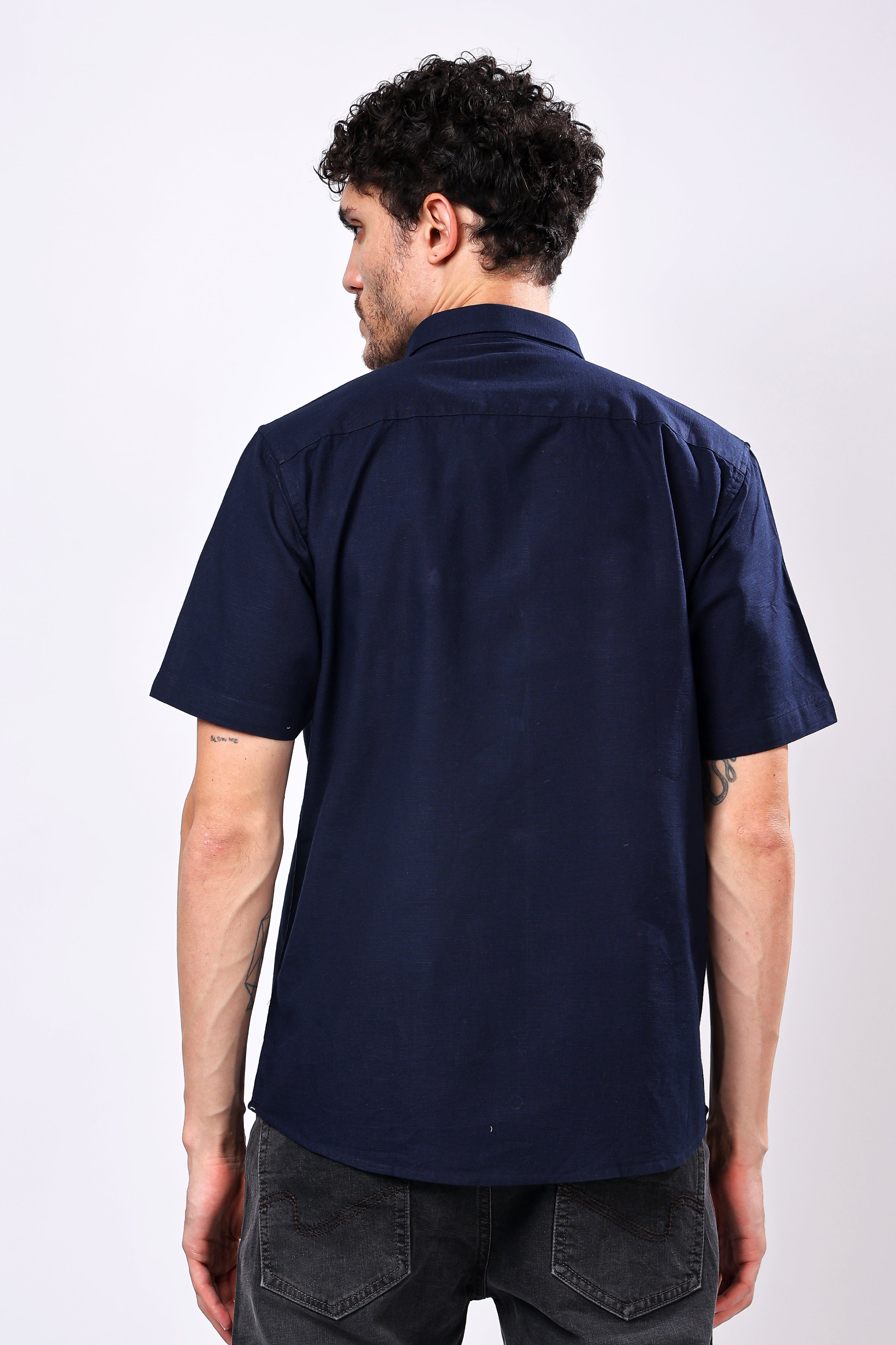 Stylox Men's Half Sleeve Solid Casual Shirt – Comfortable Cotton Blend Shirt for Smart Everyday Style - Stylox