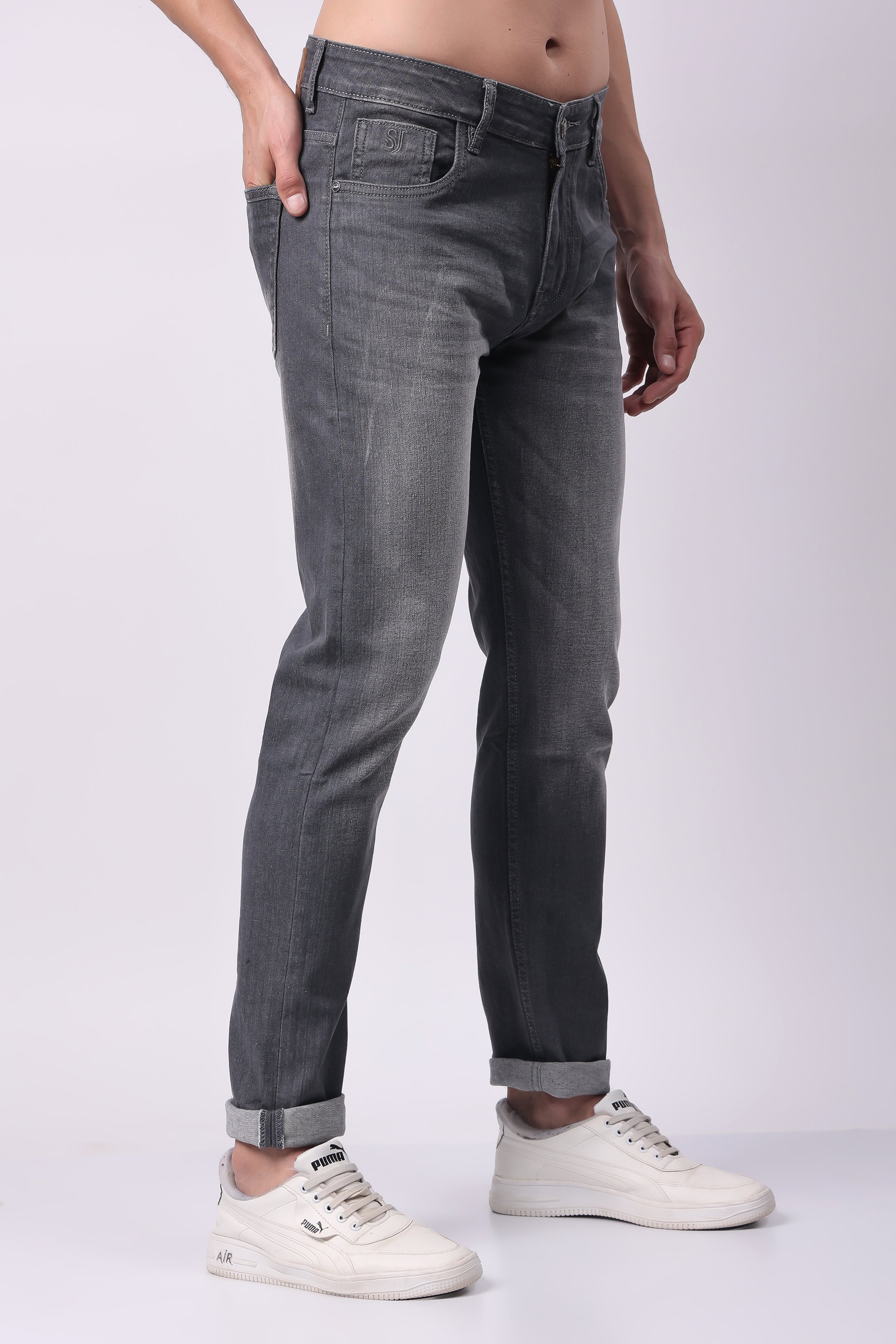Stylox Slim Fit Denim Jeans for Men - Light Grey - 5370-10965 - Stylox