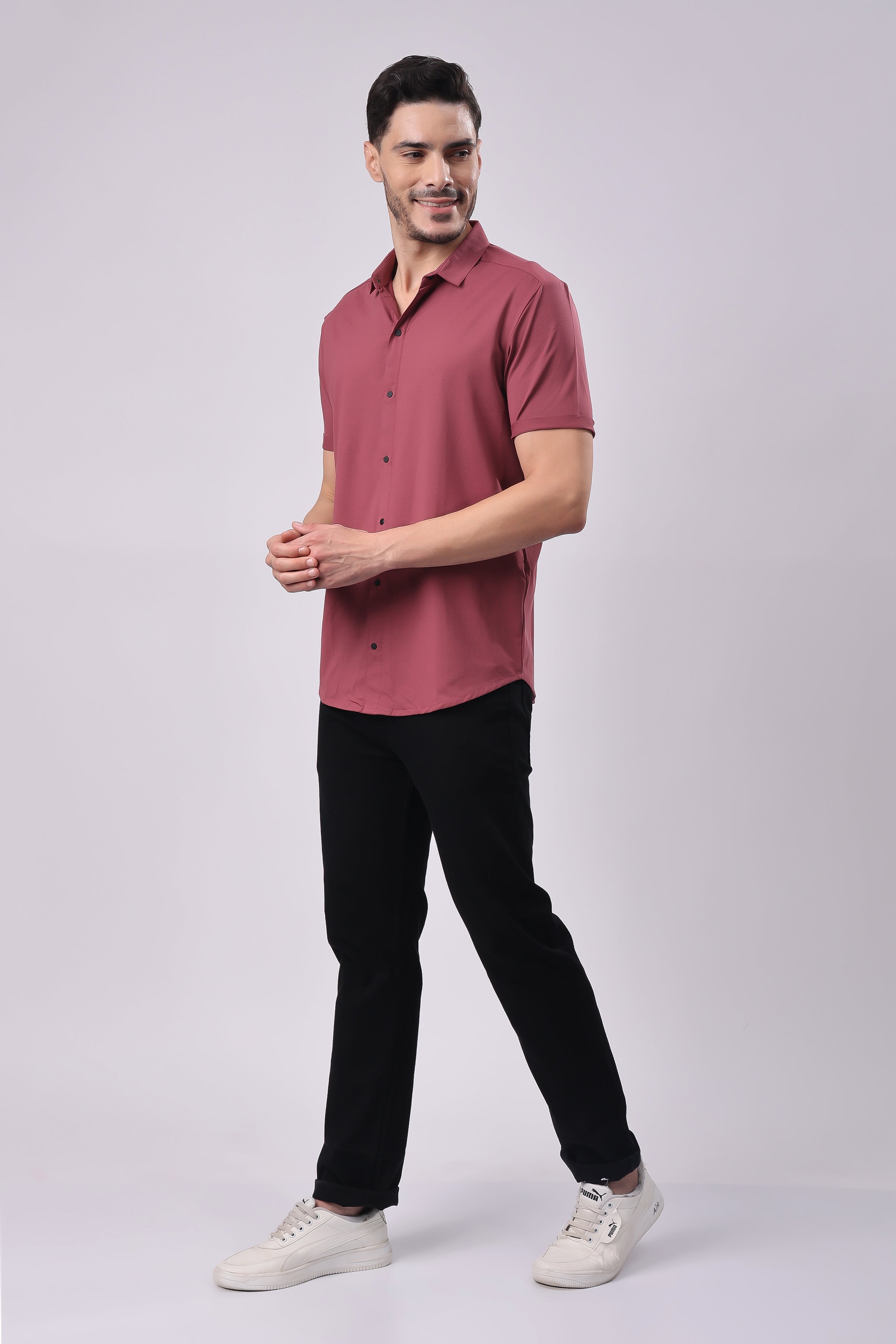 Stylox Men's Half Sleeve Front Open Casual Shirt – Premium Cotton Blend Button-Down Summer Shirt for Smart Everyday Comfort - Stylox
