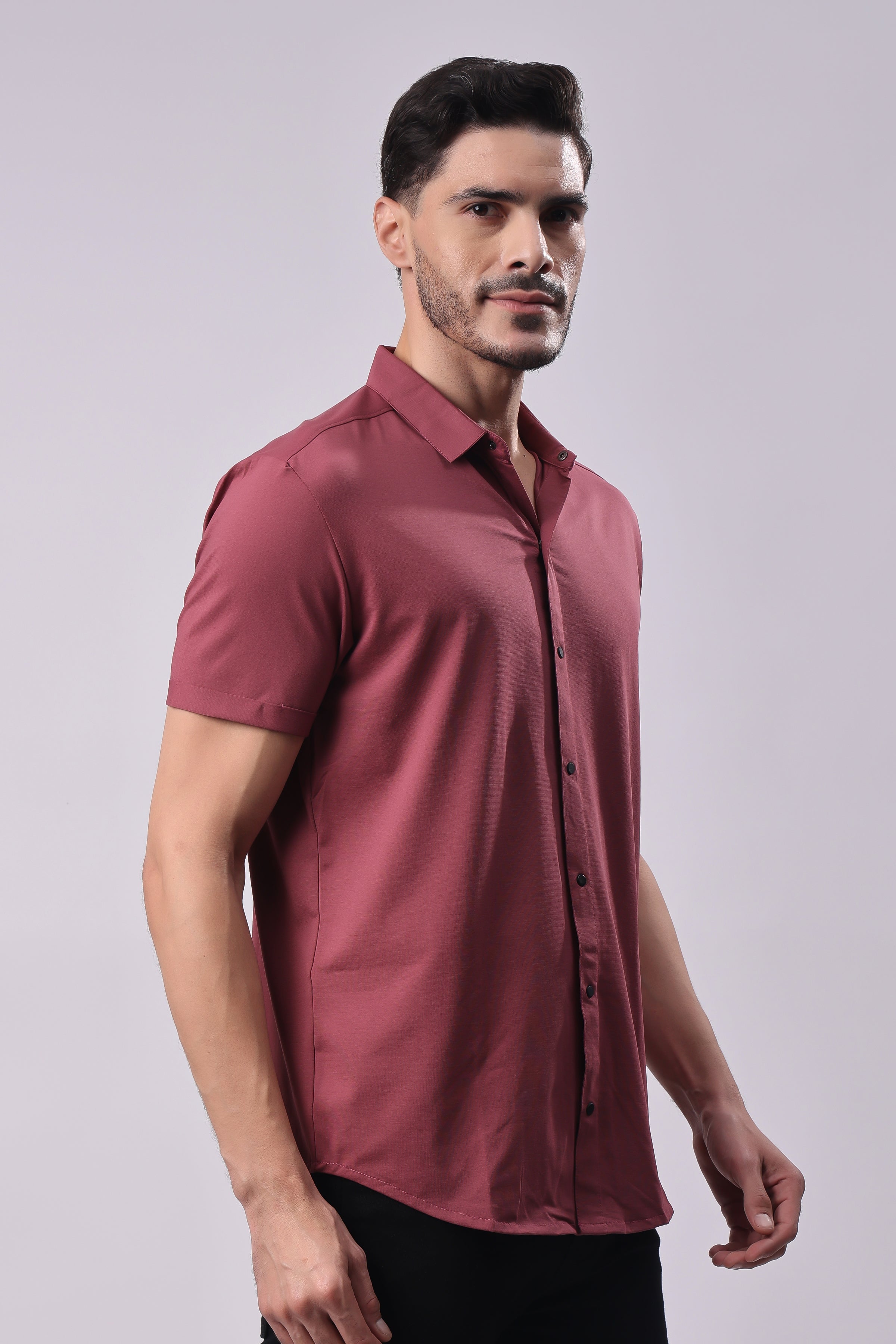 Stylox Men's Half Sleeve Front Open Casual Shirt – Premium Cotton Blend Button-Down Summer Shirt for Smart Everyday Comfort - Stylox