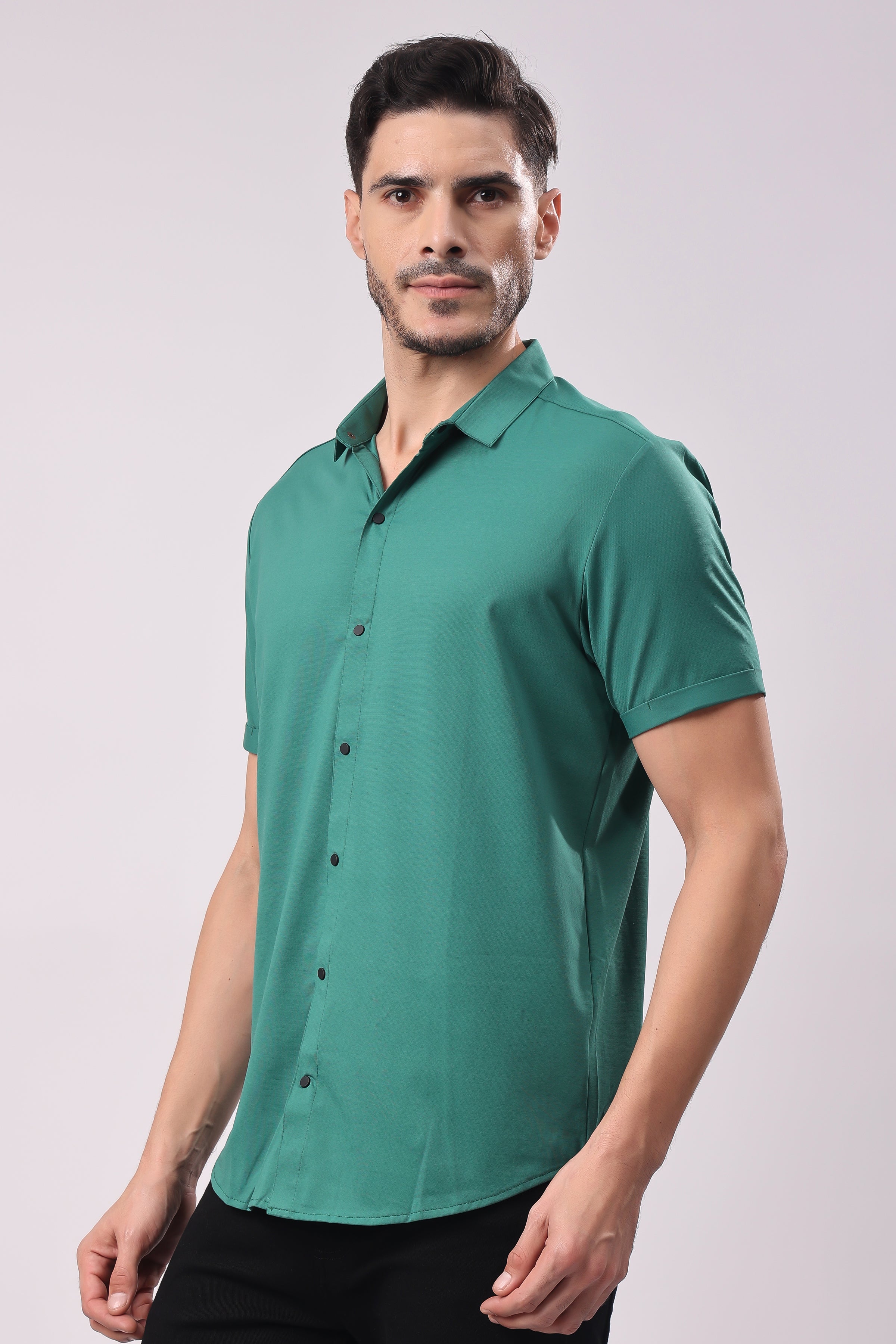 Stylox Men's Half Sleeve Front Open Casual Shirt – Premium Cotton Blend Button-Down Summer Shirt for Smart Everyday Comfort - Stylox