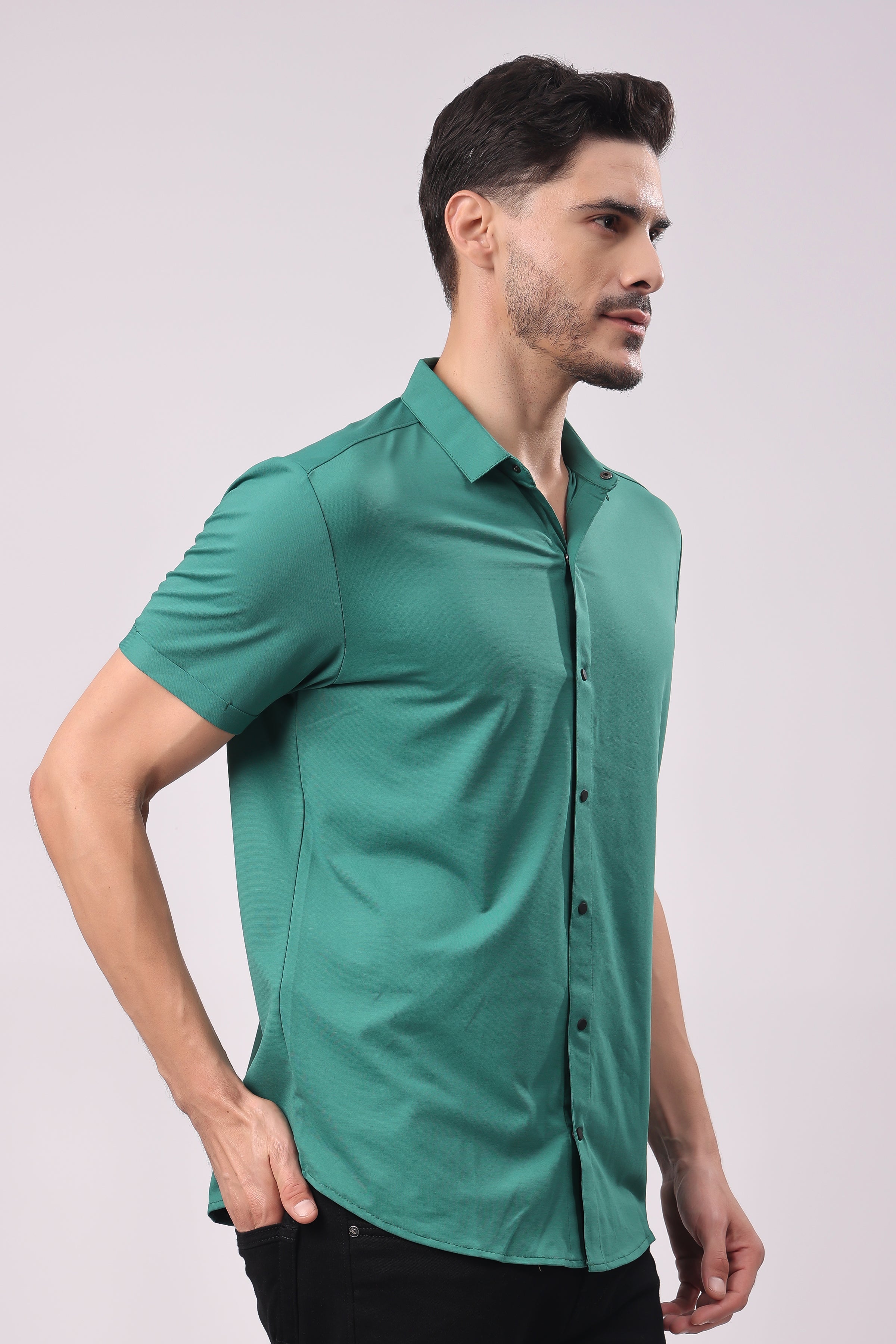 Stylox Men's Half Sleeve Front Open Casual Shirt – Premium Cotton Blend Button-Down Summer Shirt for Smart Everyday Comfort - Stylox