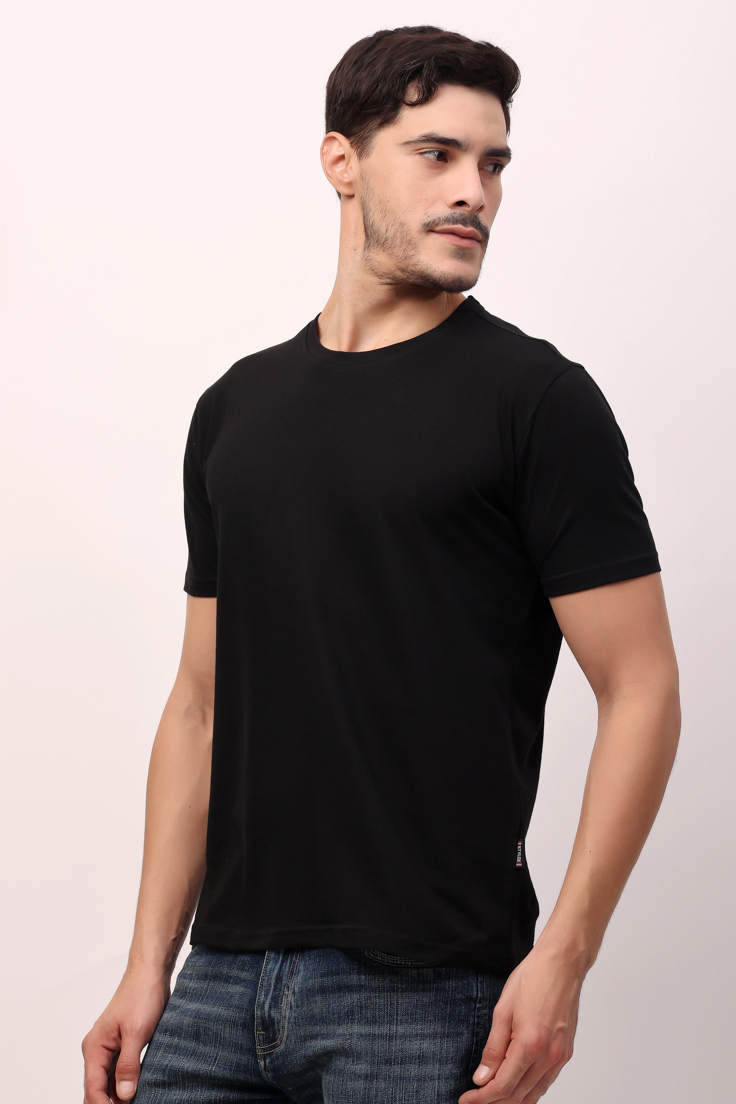 Stylox Men’s Regular Fit Round Neck Half Sleeve Solid T-Shirt | Premium Cotton Plain Casual Tee for Everyday Wear - Stylox