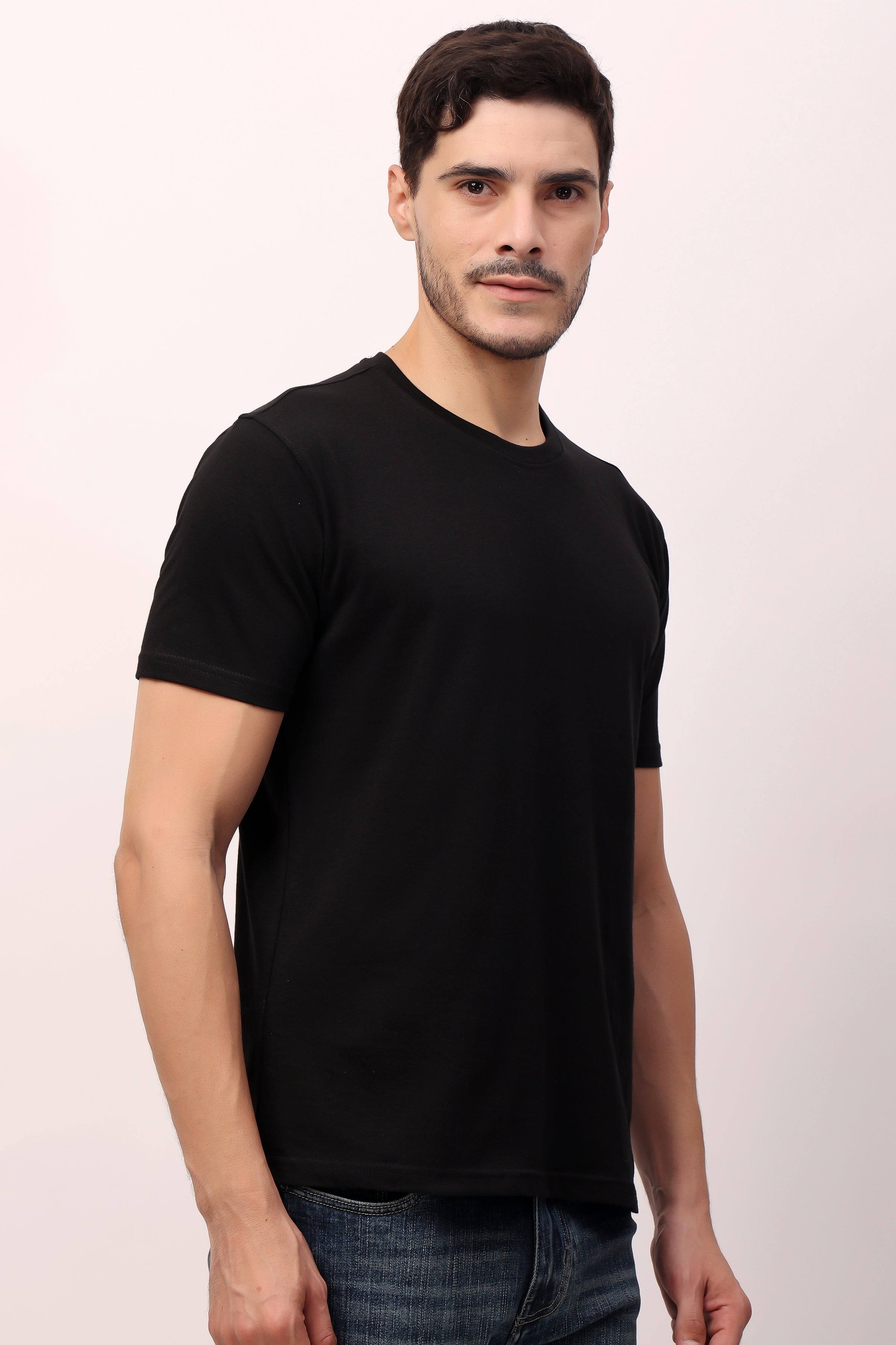 Stylox Men’s Regular Fit Round Neck Half Sleeve Solid T-Shirt | Premium Cotton Plain Casual Tee for Everyday Wear - Stylox