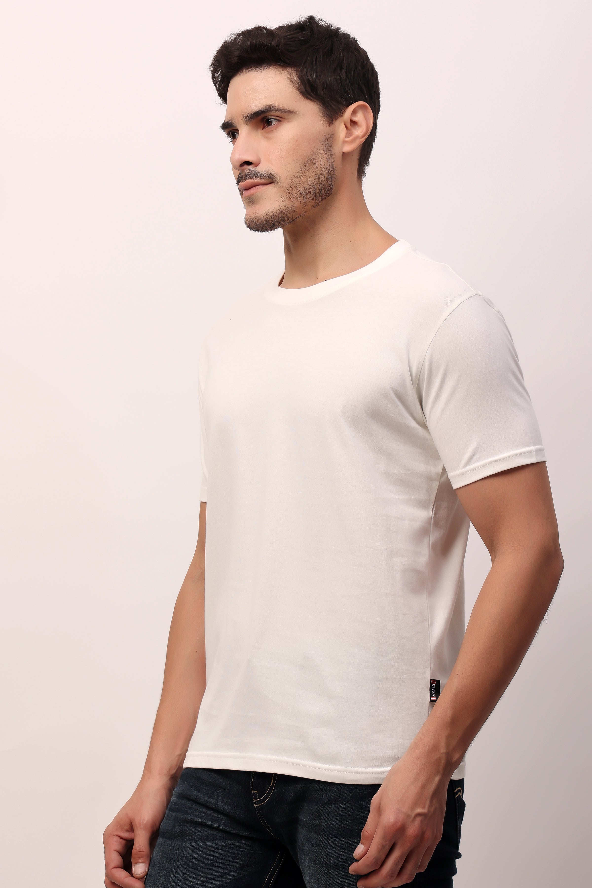 Stylox Men’s Regular Fit Round Neck Half Sleeve Solid T-Shirt | Premium Cotton Plain Casual Tee for Everyday Wear - Stylox