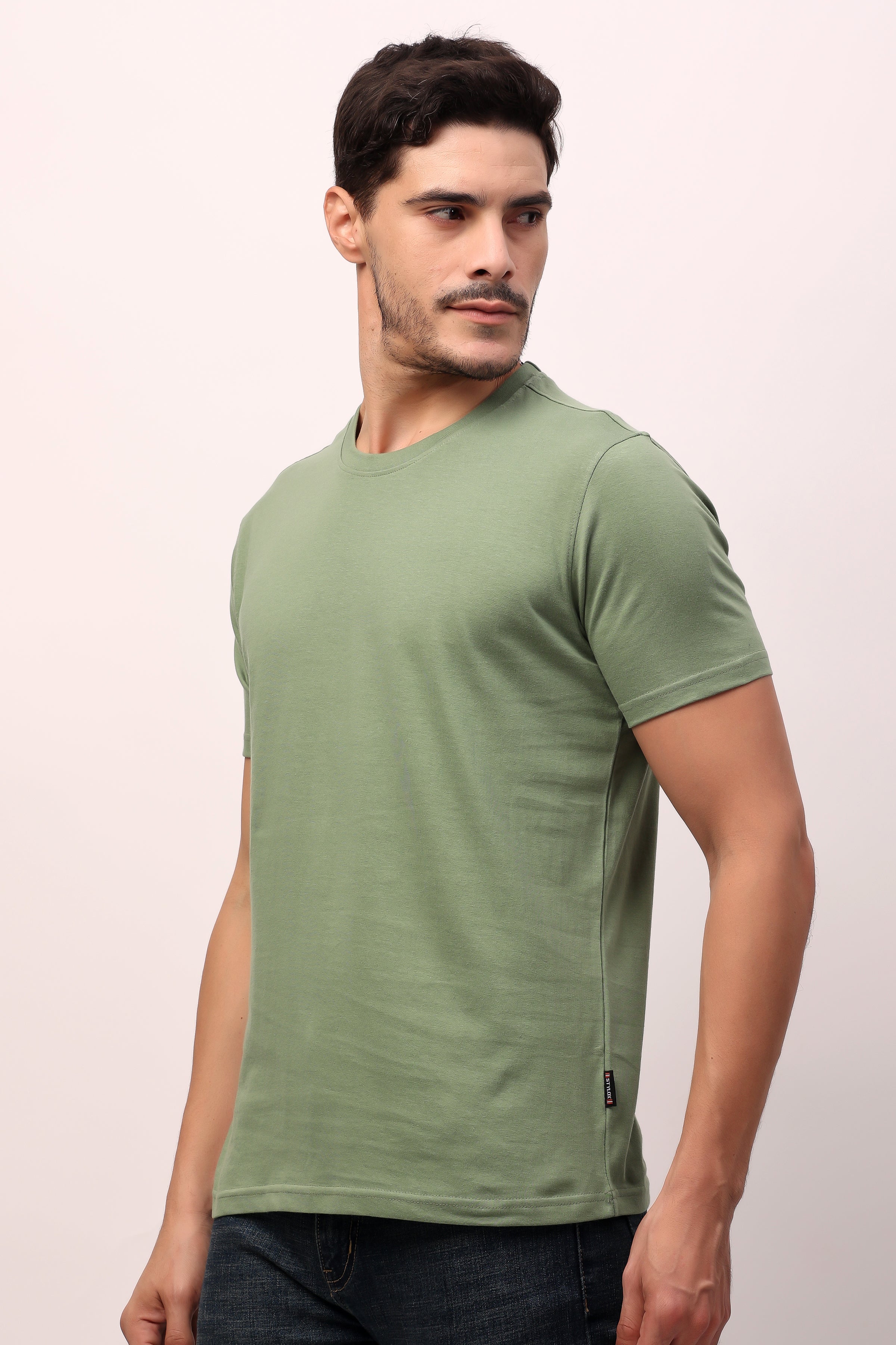 Stylox Men’s Regular Fit Round Neck Half Sleeve Solid T-Shirt | Premium Cotton Plain Casual Tee for Everyday Wear - Stylox