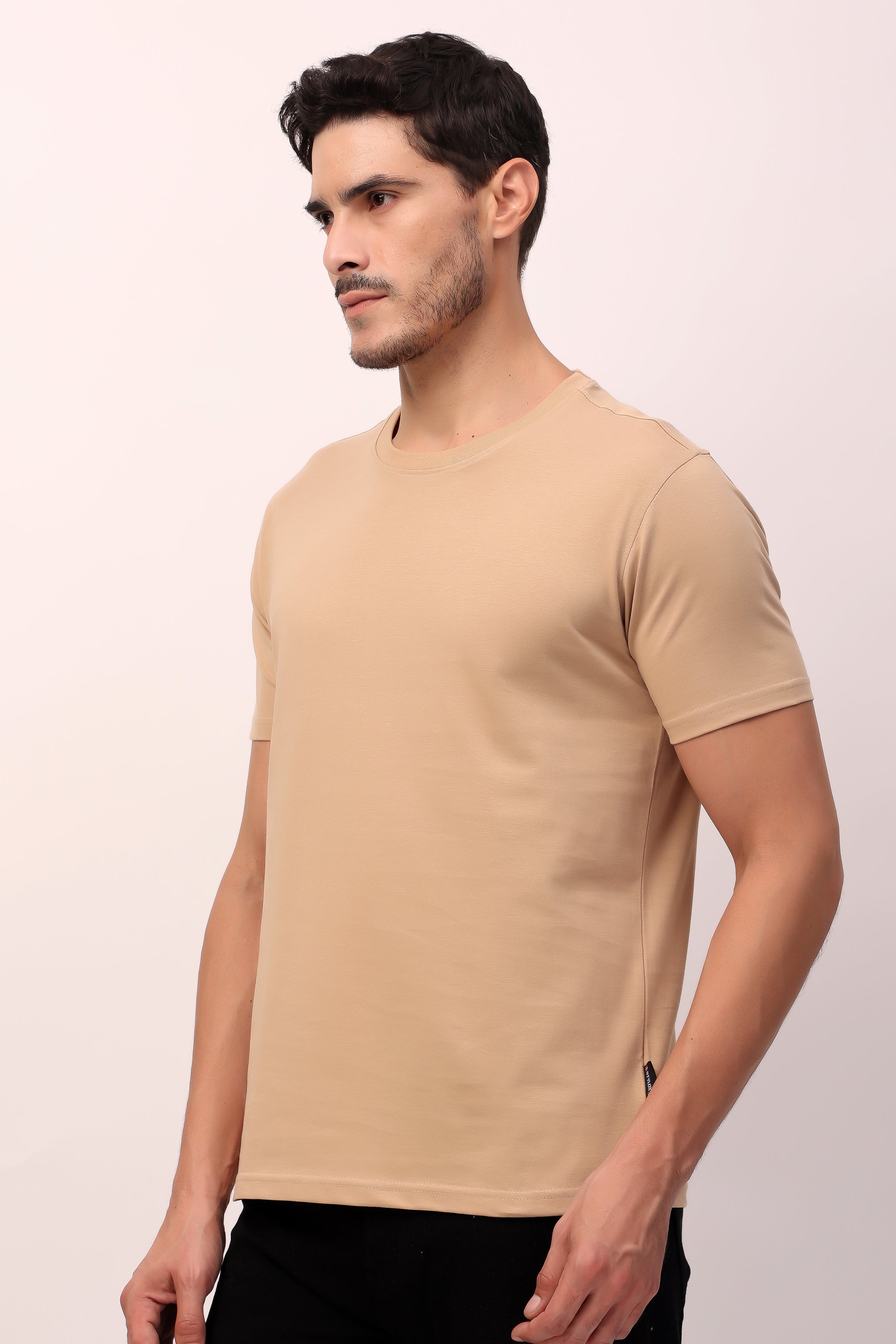 Stylox Men’s Regular Fit Round Neck Half Sleeve Solid T-Shirt | Premium Cotton Plain Casual Tee for Everyday Wear - Stylox