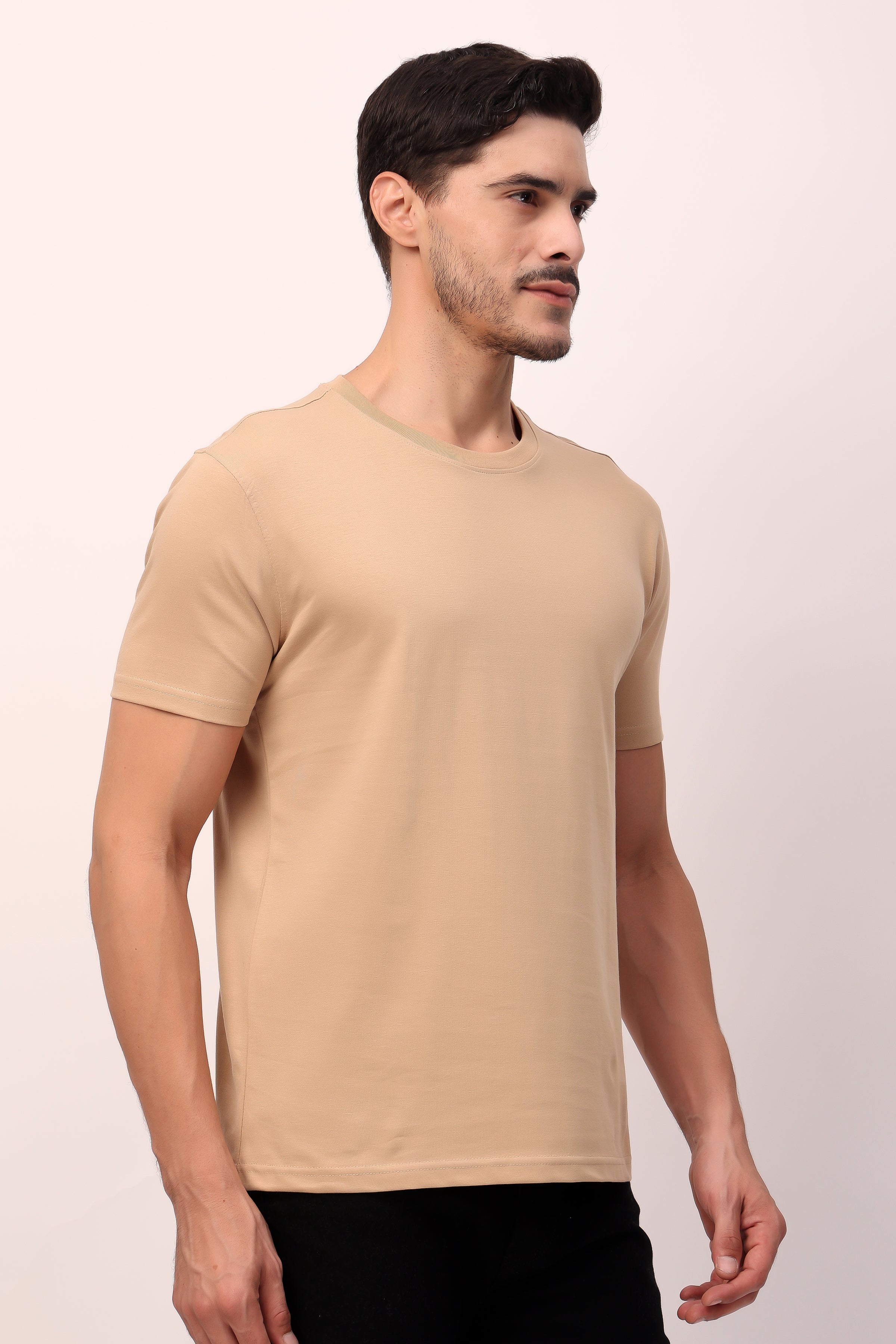 Stylox Men’s Regular Fit Round Neck Half Sleeve Solid T-Shirt | Premium Cotton Plain Casual Tee for Everyday Wear - Stylox