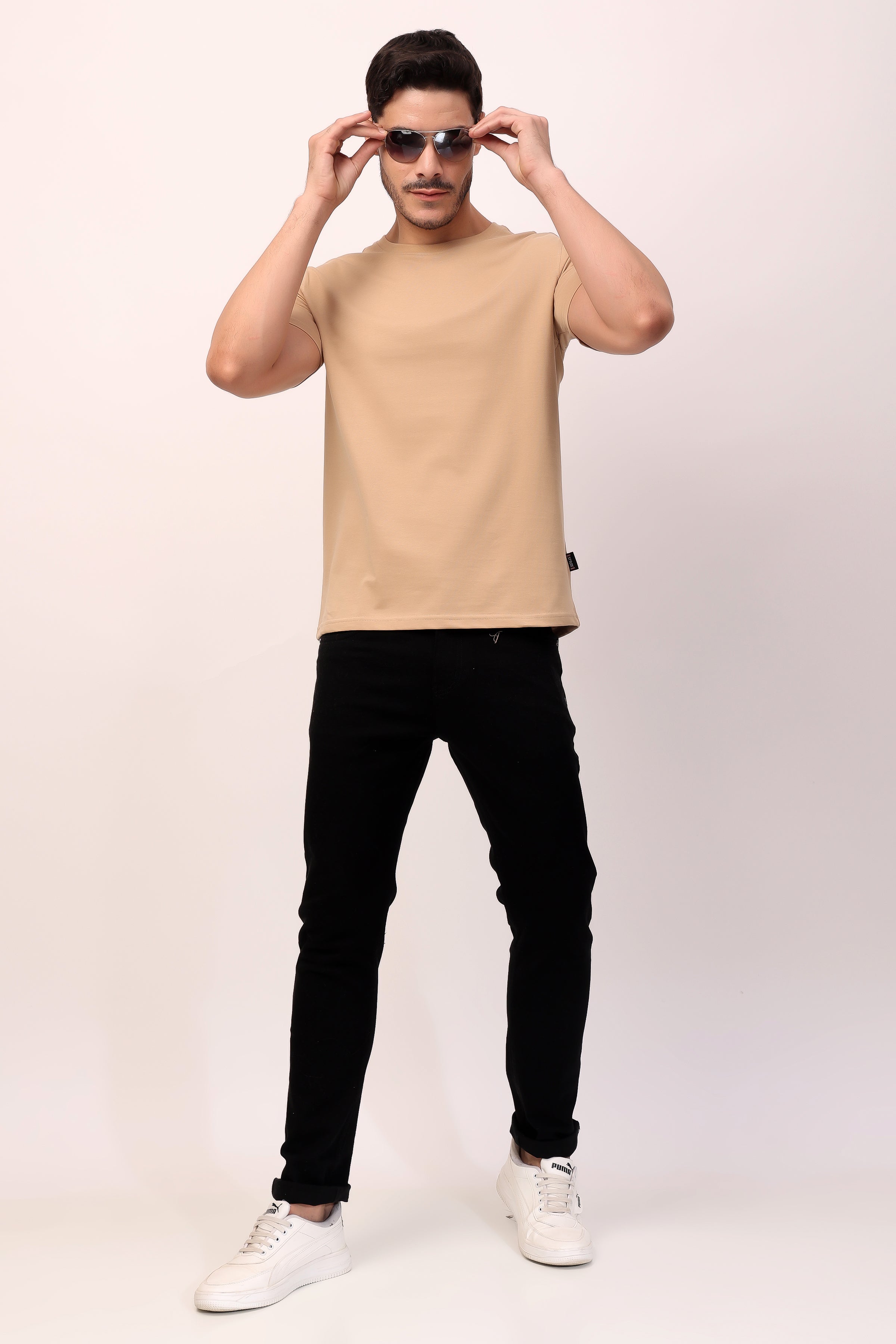 Stylox Men’s Regular Fit Round Neck Half Sleeve Solid T-Shirt | Premium Cotton Plain Casual Tee for Everyday Wear - Stylox