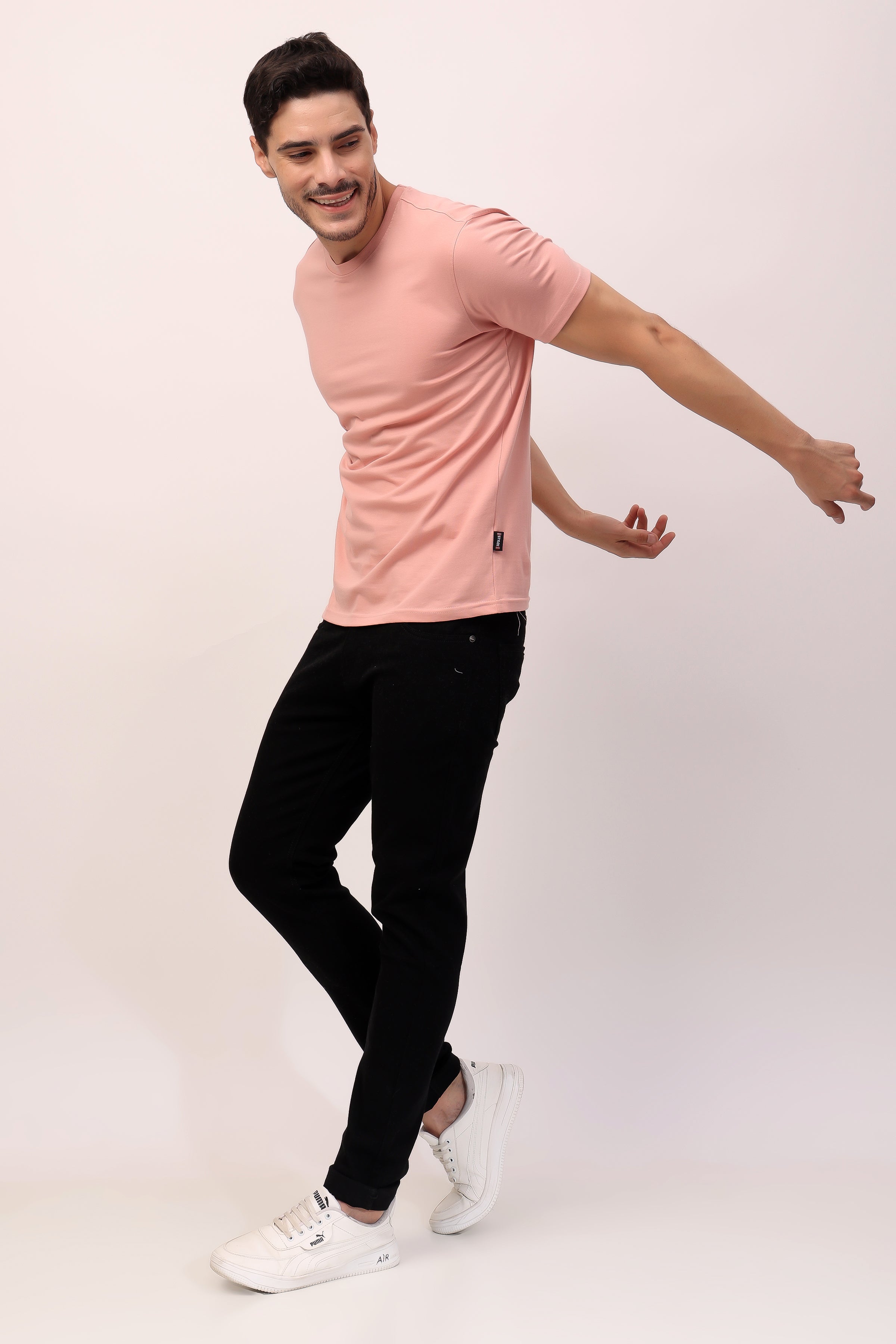 Stylox Men’s Regular Fit Round Neck Half Sleeve Solid T-Shirt | Premium Cotton Plain Casual Tee for Everyday Wear - Stylox