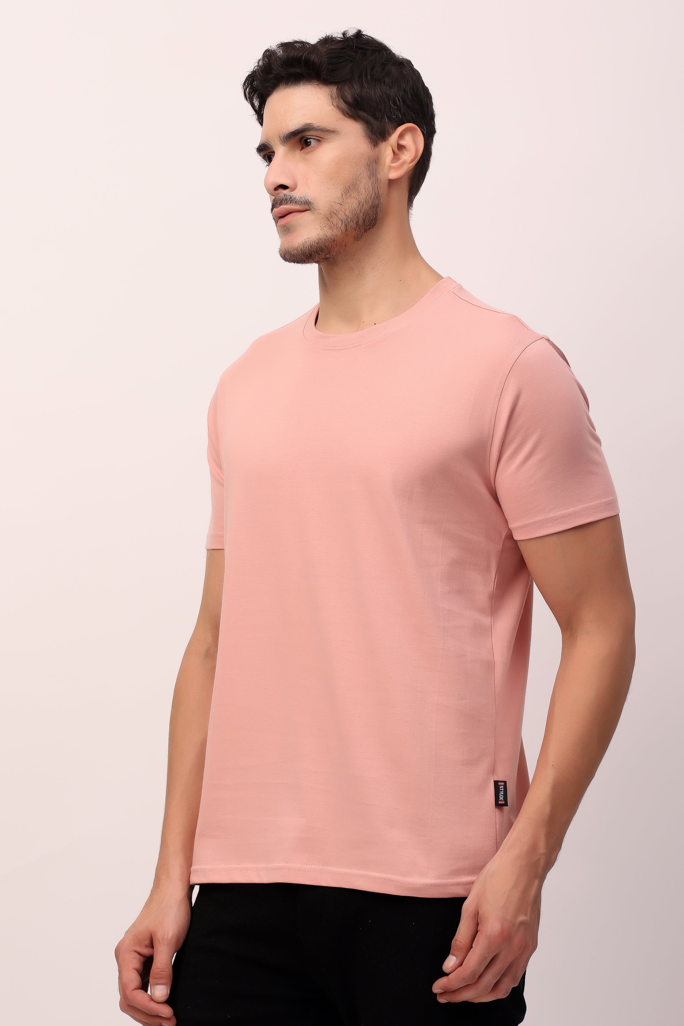 Stylox Men’s Regular Fit Round Neck Half Sleeve Solid T-Shirt | Premium Cotton Plain Casual Tee for Everyday Wear - Stylox