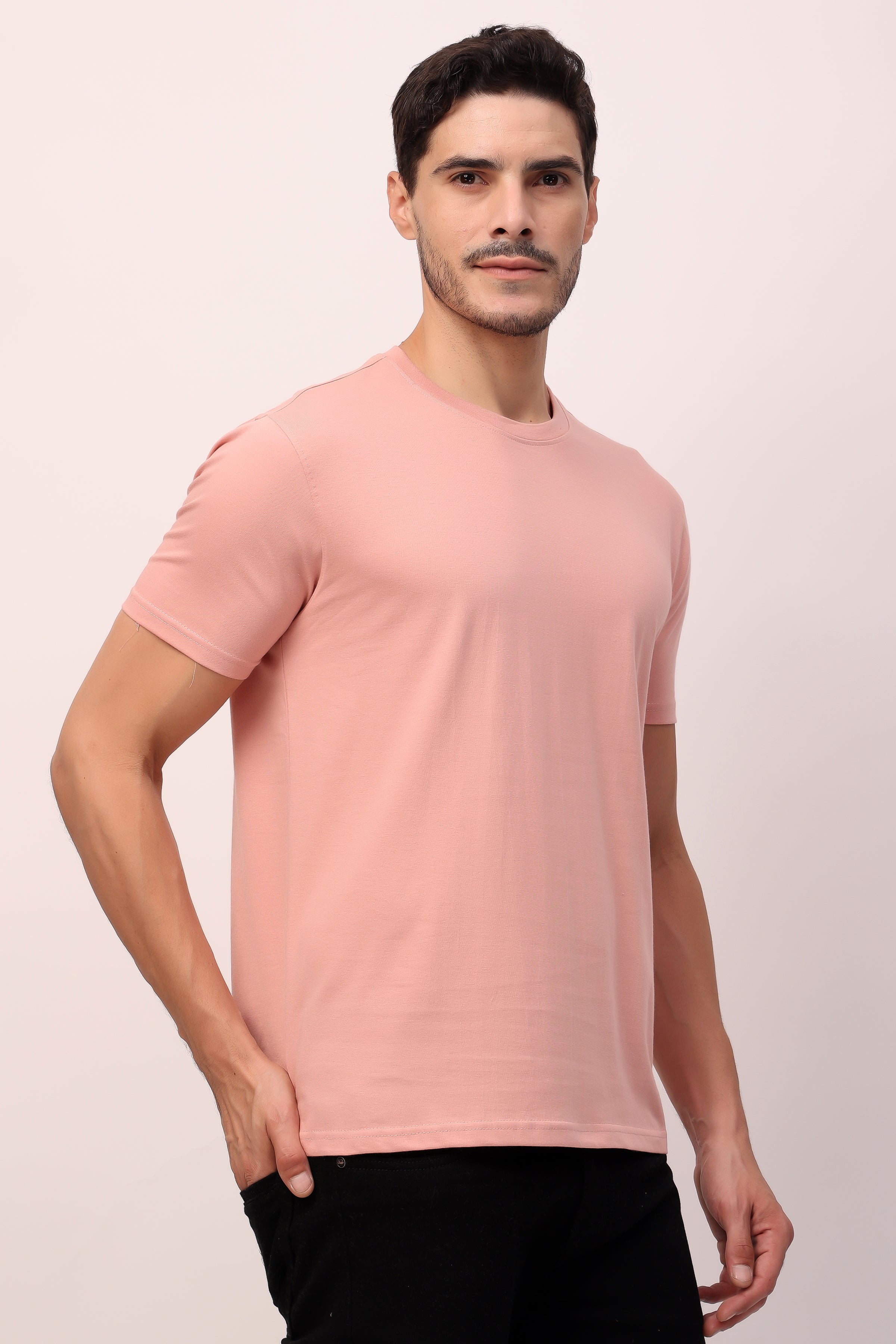 Stylox Men’s Regular Fit Round Neck Half Sleeve Solid T-Shirt | Premium Cotton Plain Casual Tee for Everyday Wear - Stylox